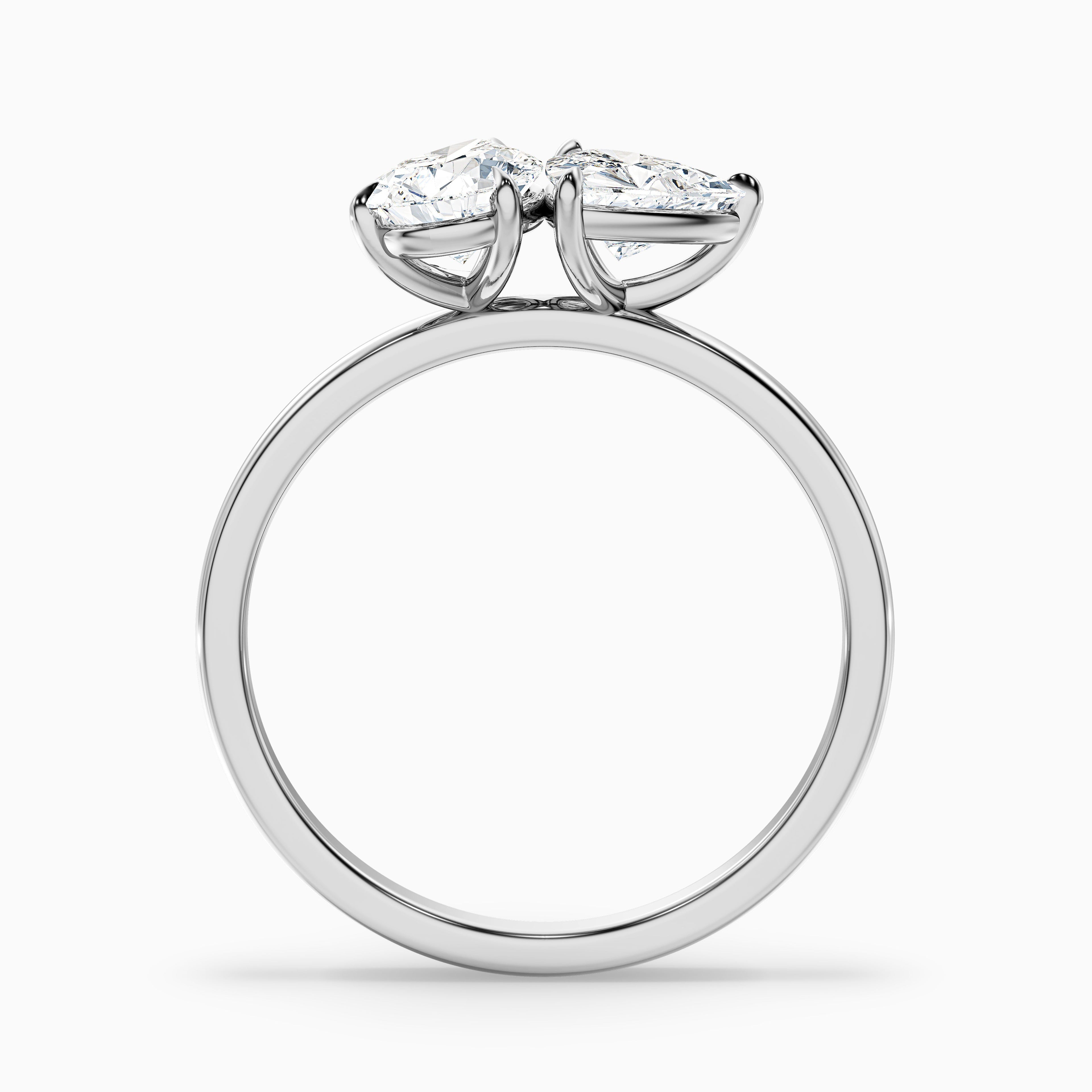Olivia Toi Et Moi Ring in 18k Yellow Gold With Pear and Trillion Cut Two Stone Lab Grown Diamond (1.5 Ct. Tw.) DestGlow