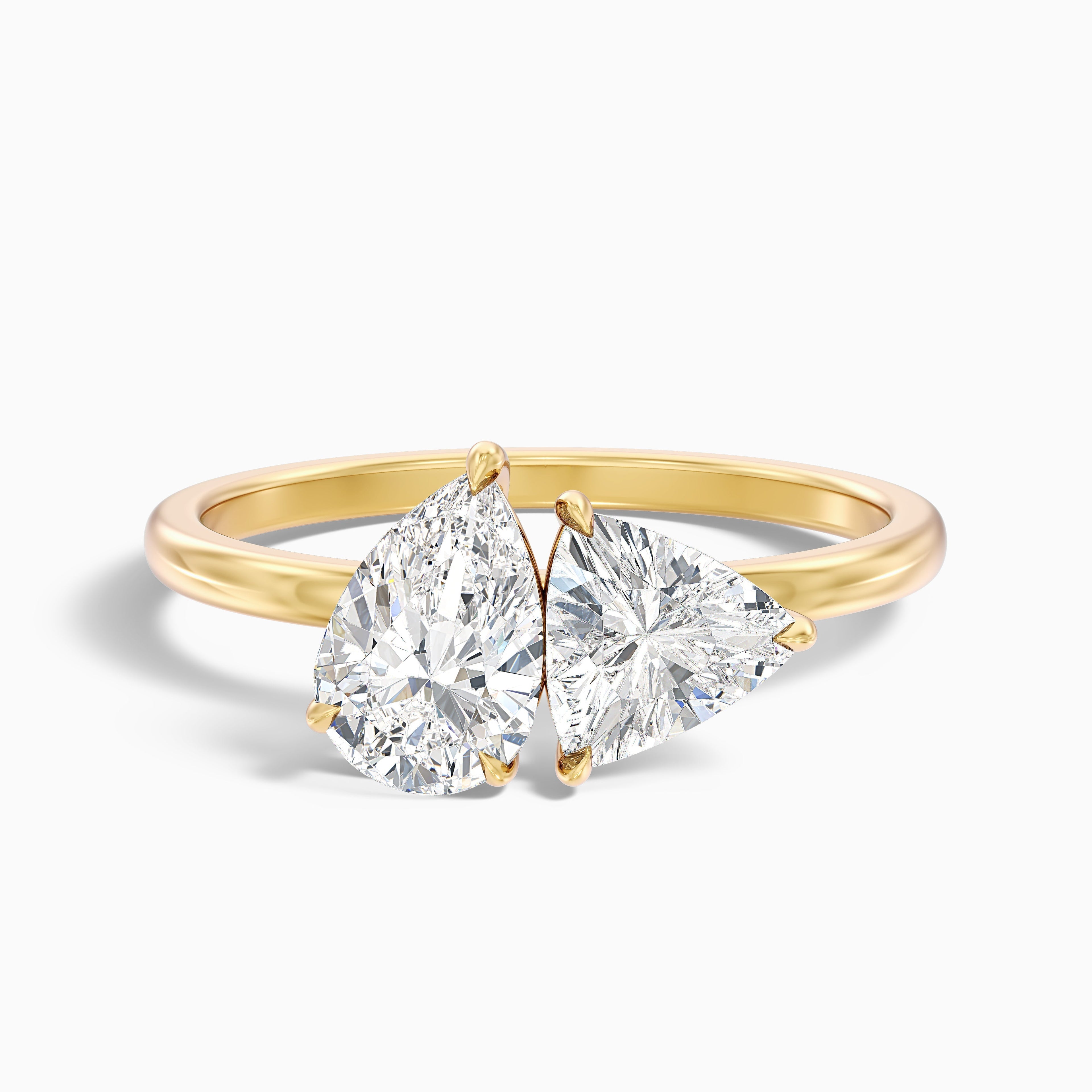 Olivia Toi Et Moi Engagement Ring in 925 Sterling Silver With Pear and Trillion Cut Two Stone Lab Grown Diamond (1.5 Ct. Tw.)