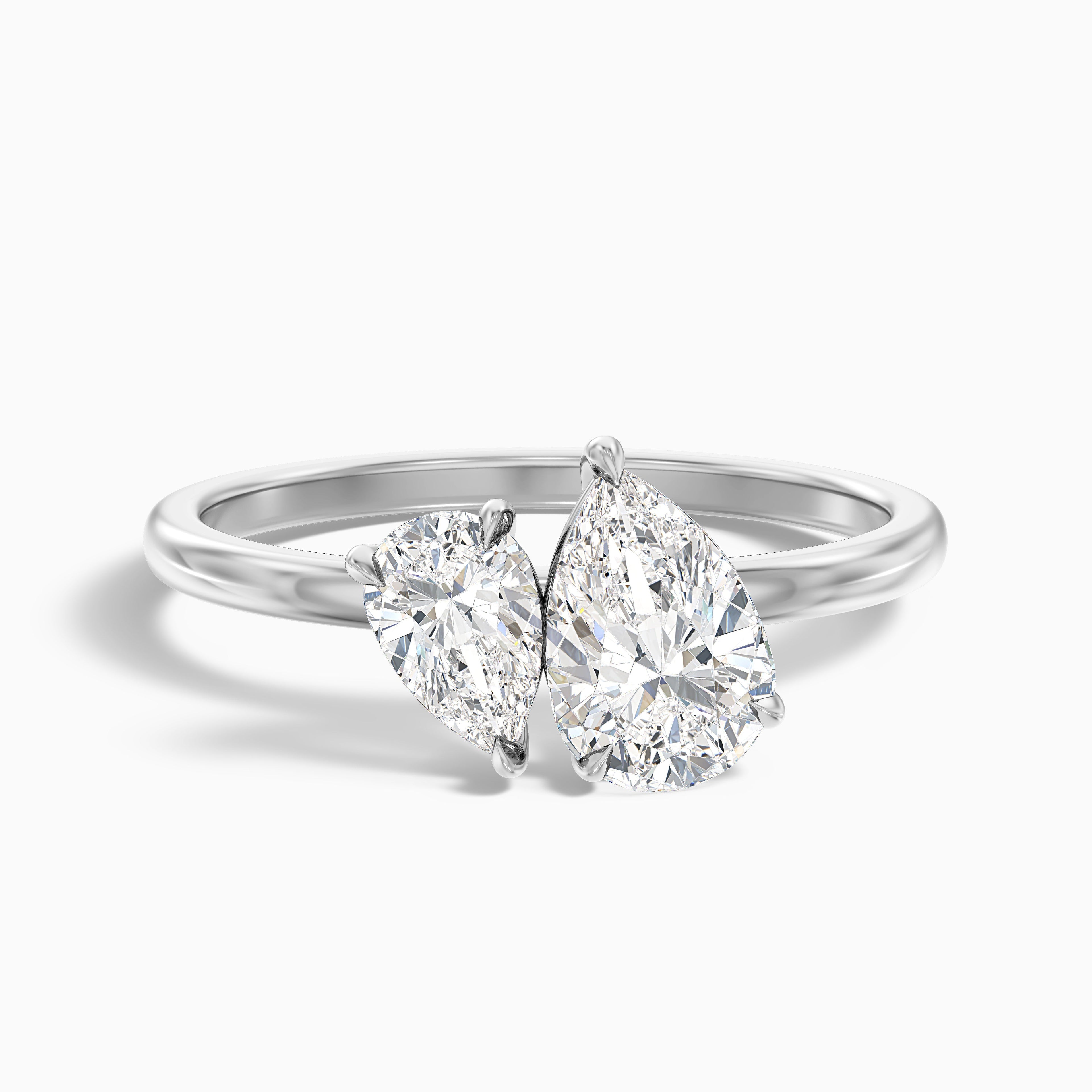 Maisie Toi Et Moi Engagement Ring in 18k Yellow Gold With Both Pear Two Stone Lab Grown Diamond (3.5 Ct. Tw.) DestGlow