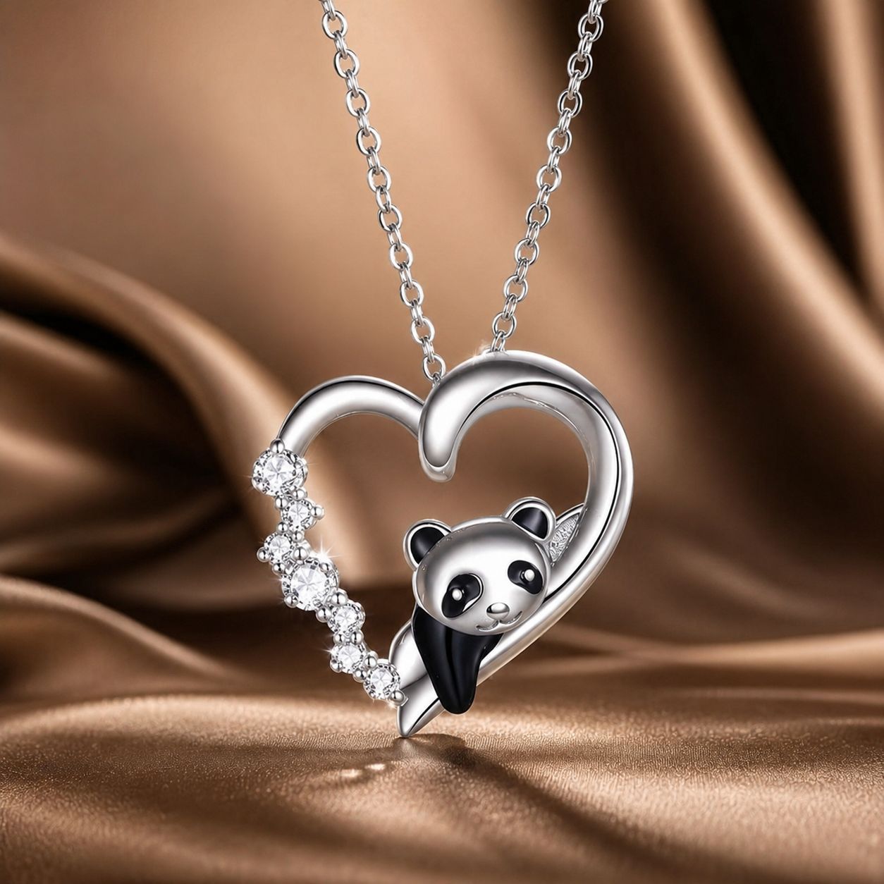 S925 Sterling Silver Adjustable Necklace with CZ and Enamel Pendant DestGlow