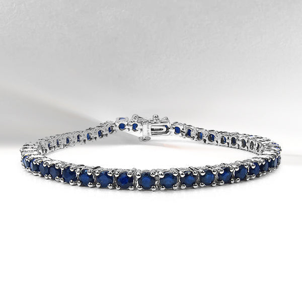 8.36 Carat Genuine Blue Sapphire .925 Sterling Silver Bracelet