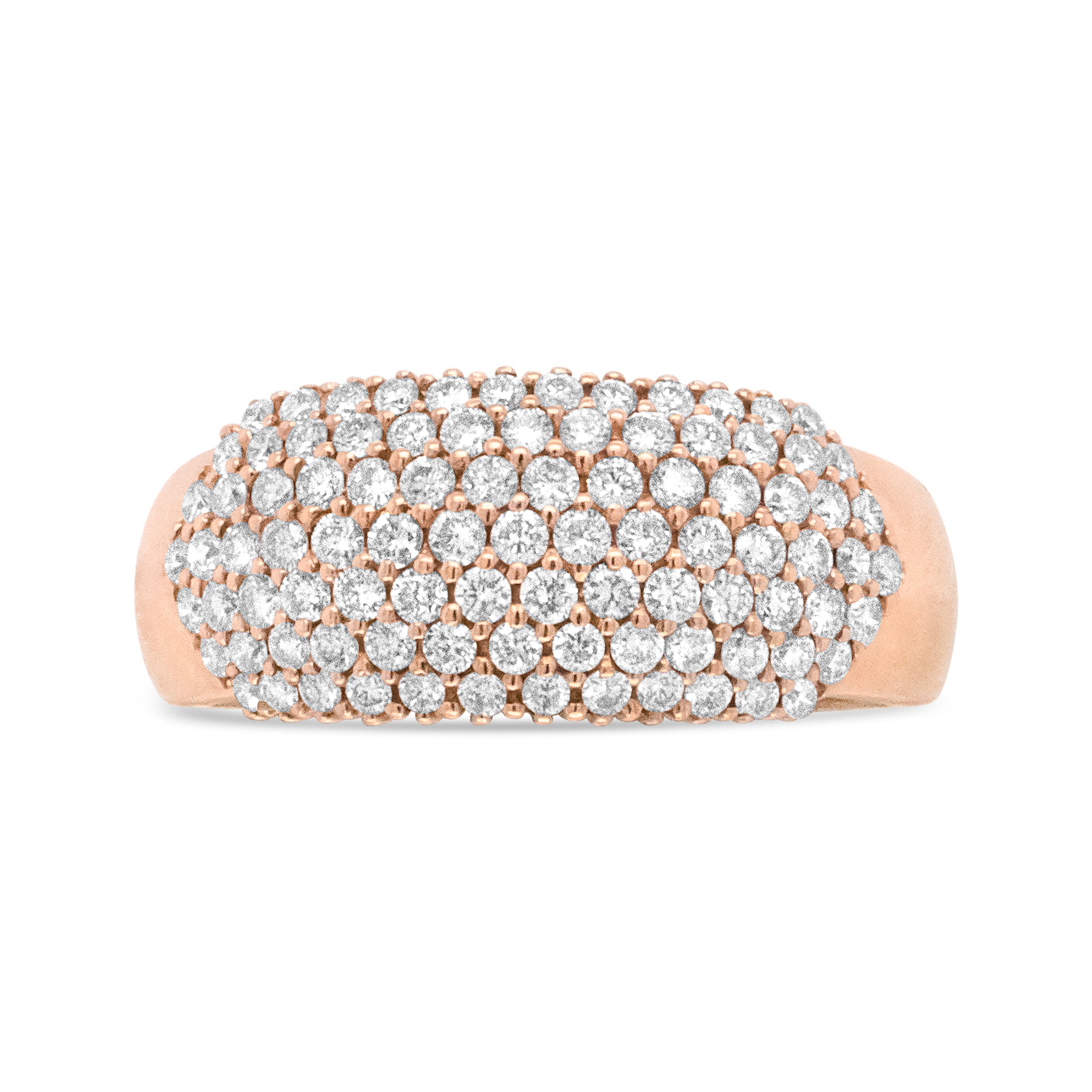 18K Rose Gold 1.00 Cttw Diamond Multi Row Dome Band Ring (F-G Color, VS1-VS2 Clarity) - Ring size 7 by Bids.com