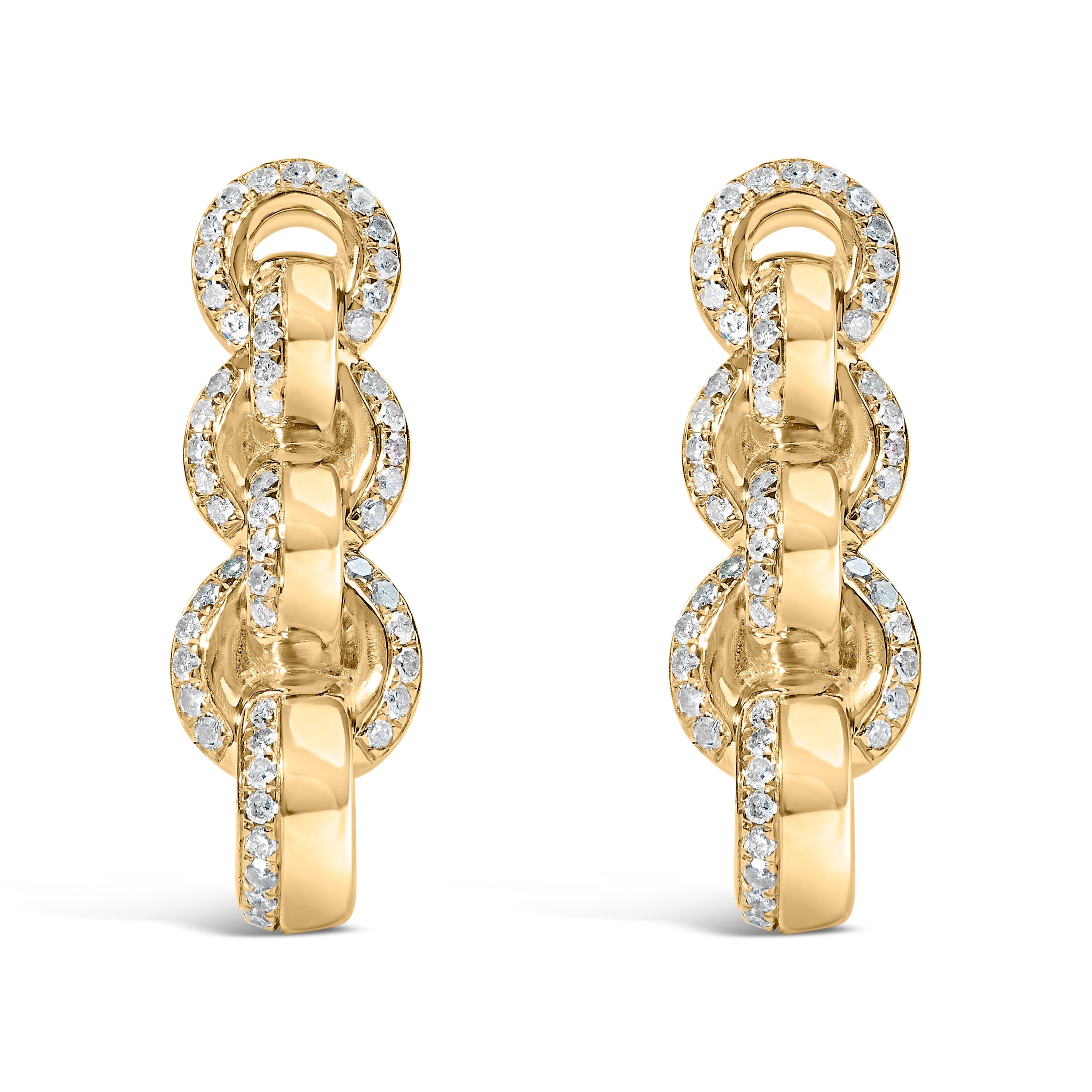 14K Yellow Gold Plated .925 Sterling Silver 1/2 Cttw Diamond Chain Link Drop Earrings (H-I Color, I1-I2 Clarity) by Bids.com