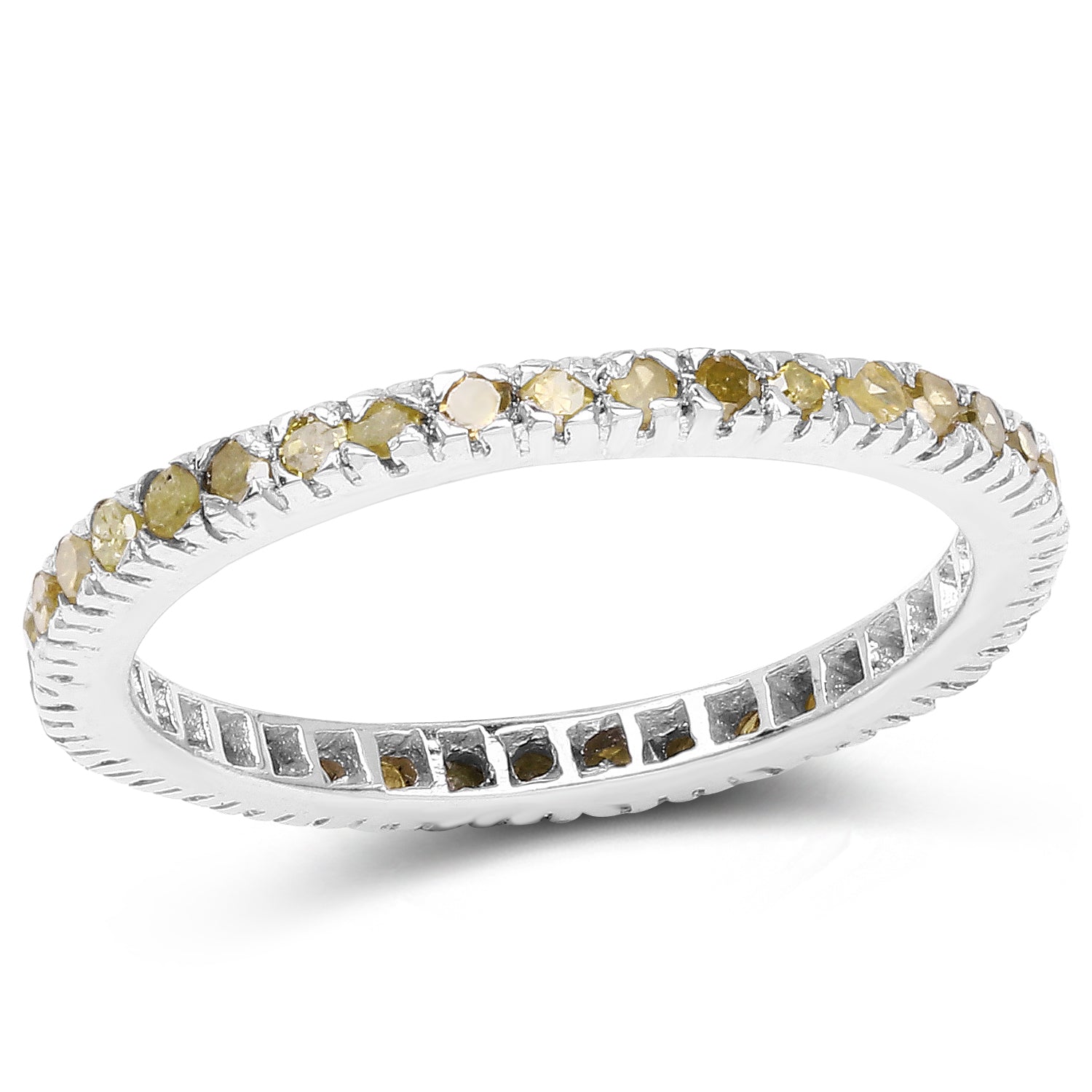 0.57 Carat Genuine Yellow Diamond .925 Sterling Silver Ring by Bids.com