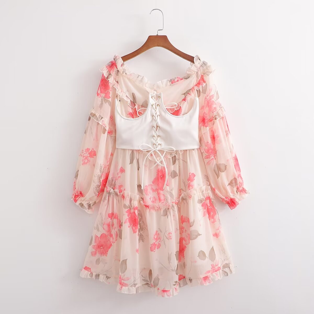 Autumn Girly Ruffled Printed Sweet Super Fairy Gas Dress by Ragazza