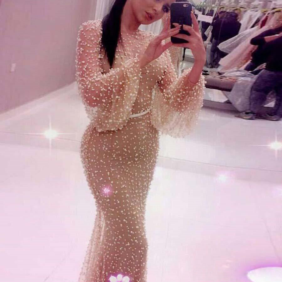 Autumn Middle East Women Clothing Mesh Round Neck Puff Sleeve Dress Skinny Hip Dress by Ragazza