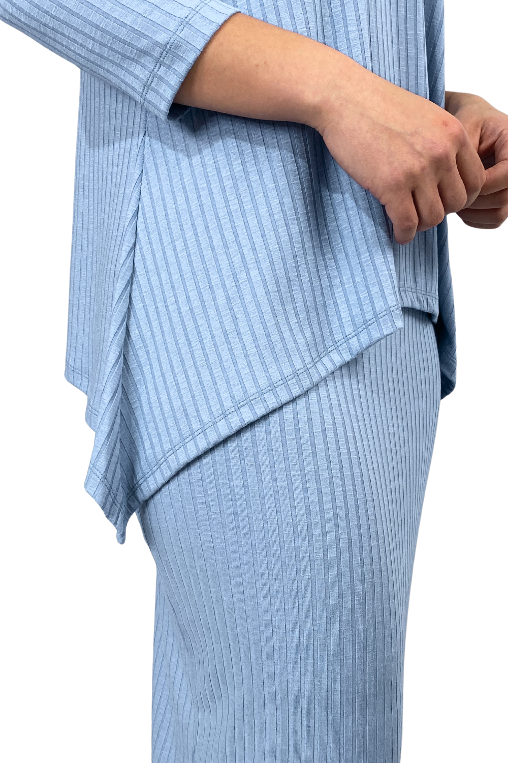 Popular Wide-Ribbed Handkerchief Hem Tunic with 3/4 Sleeves by Kosher Casual USA
