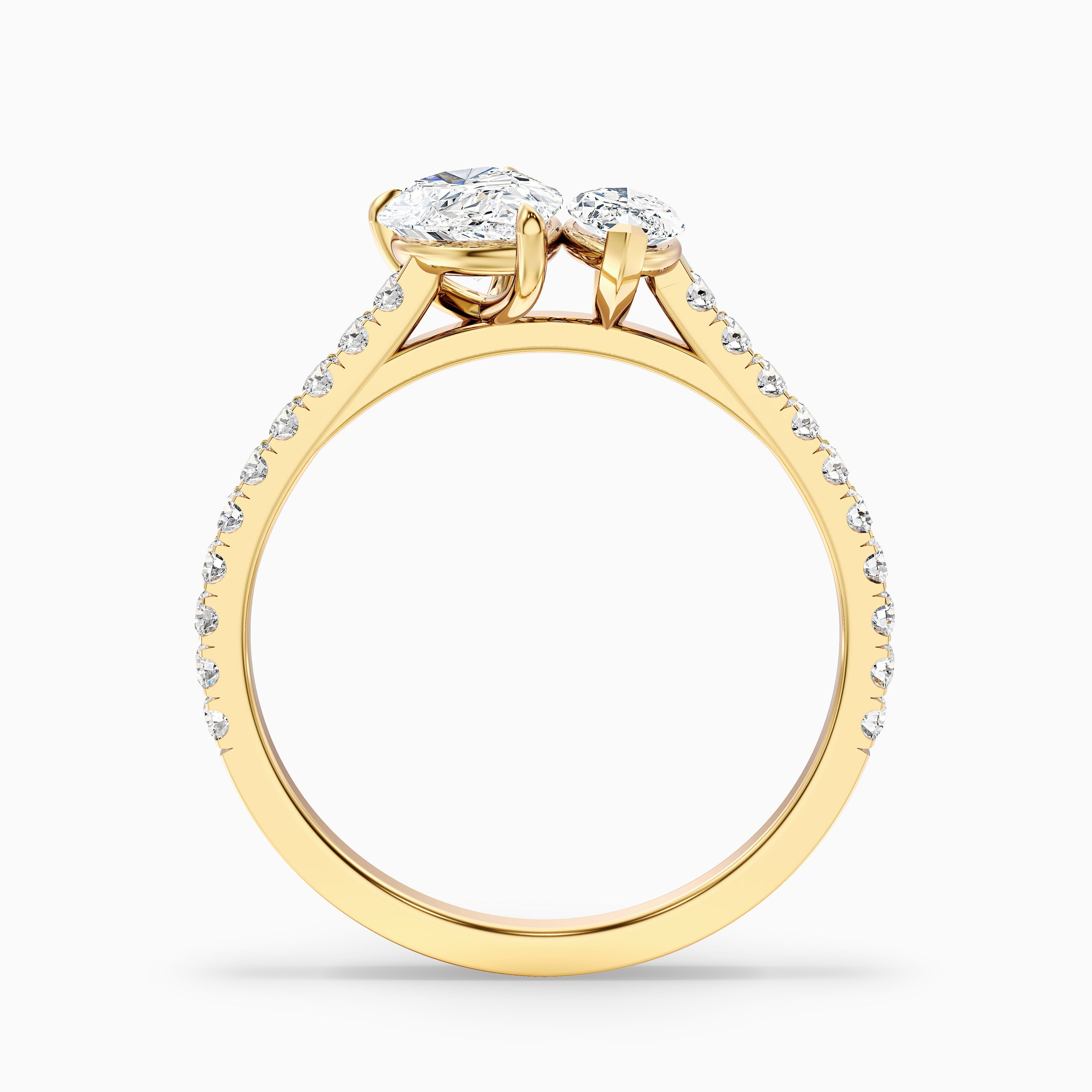 Emma Toi Et Moi Moissanite Ring in 10k Yellow Gold With Pear and Marquise Two Stone Diamond (1 Ct. Tw.)
