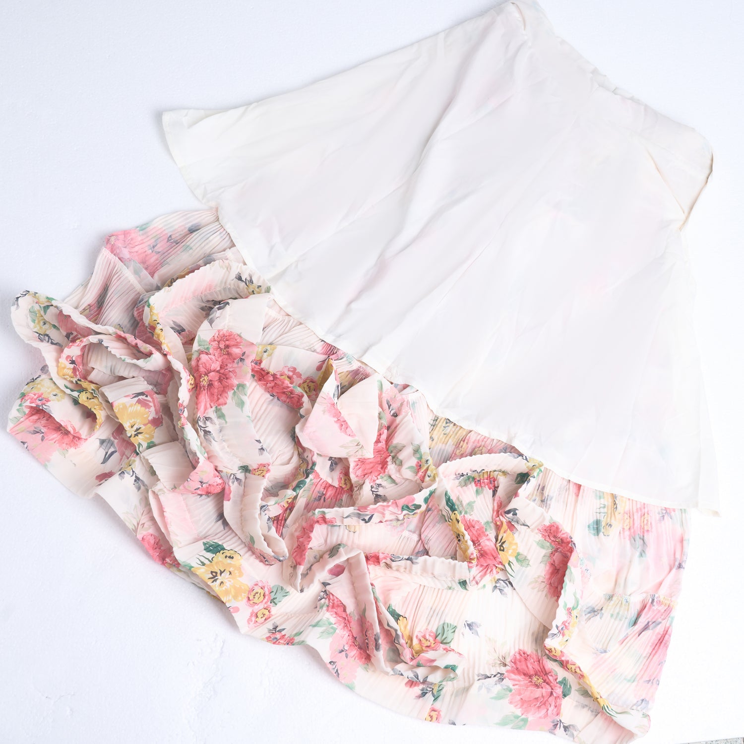 Heavy Duty Pleated Printed Oversized Swing Bubble Sleeve Dress Long Tight Waist Stitching Dress by Ragazza