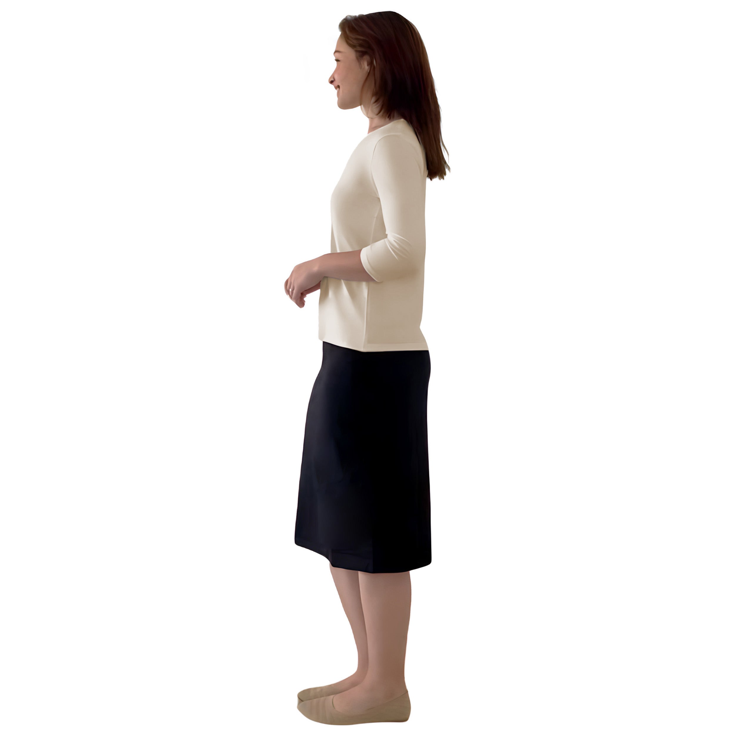 Modest 3/4 Sleeve Layering Shell with Below Collarbone Neckline by Kosher Casual USA