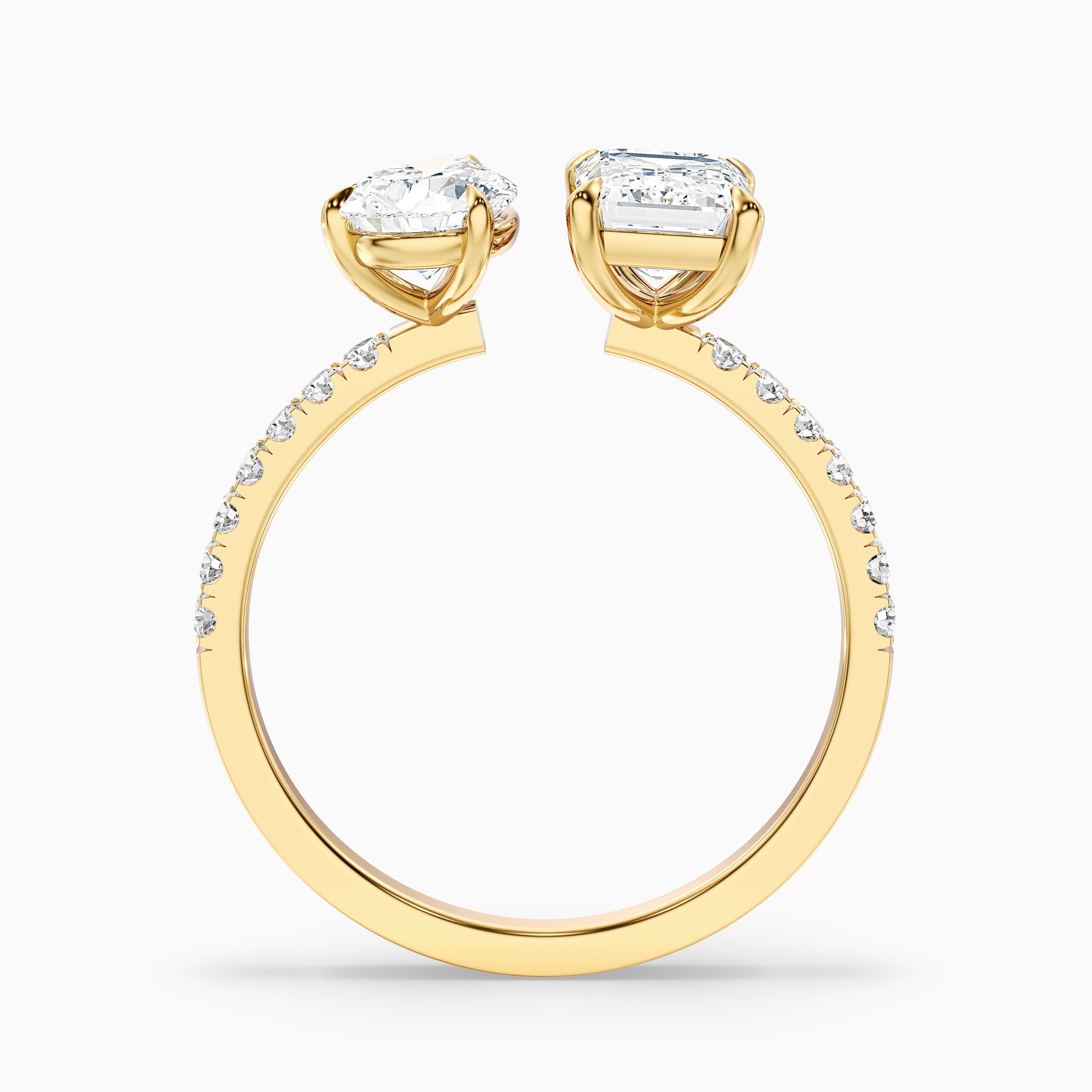 Rosie Toi Et Moi Ring in 10k White Gold With Pear and Emerald Two Stone Lab Grown Diamond (1 Ct. Tw.)