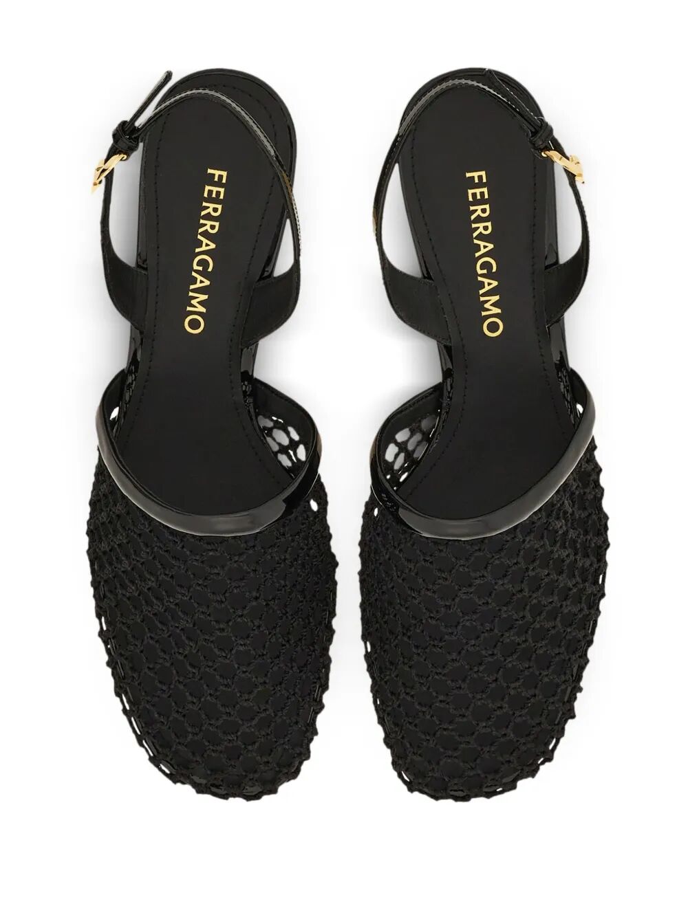 Ferragamo Women Kay 40 Mesh And Leather Slingback by Luosophy
