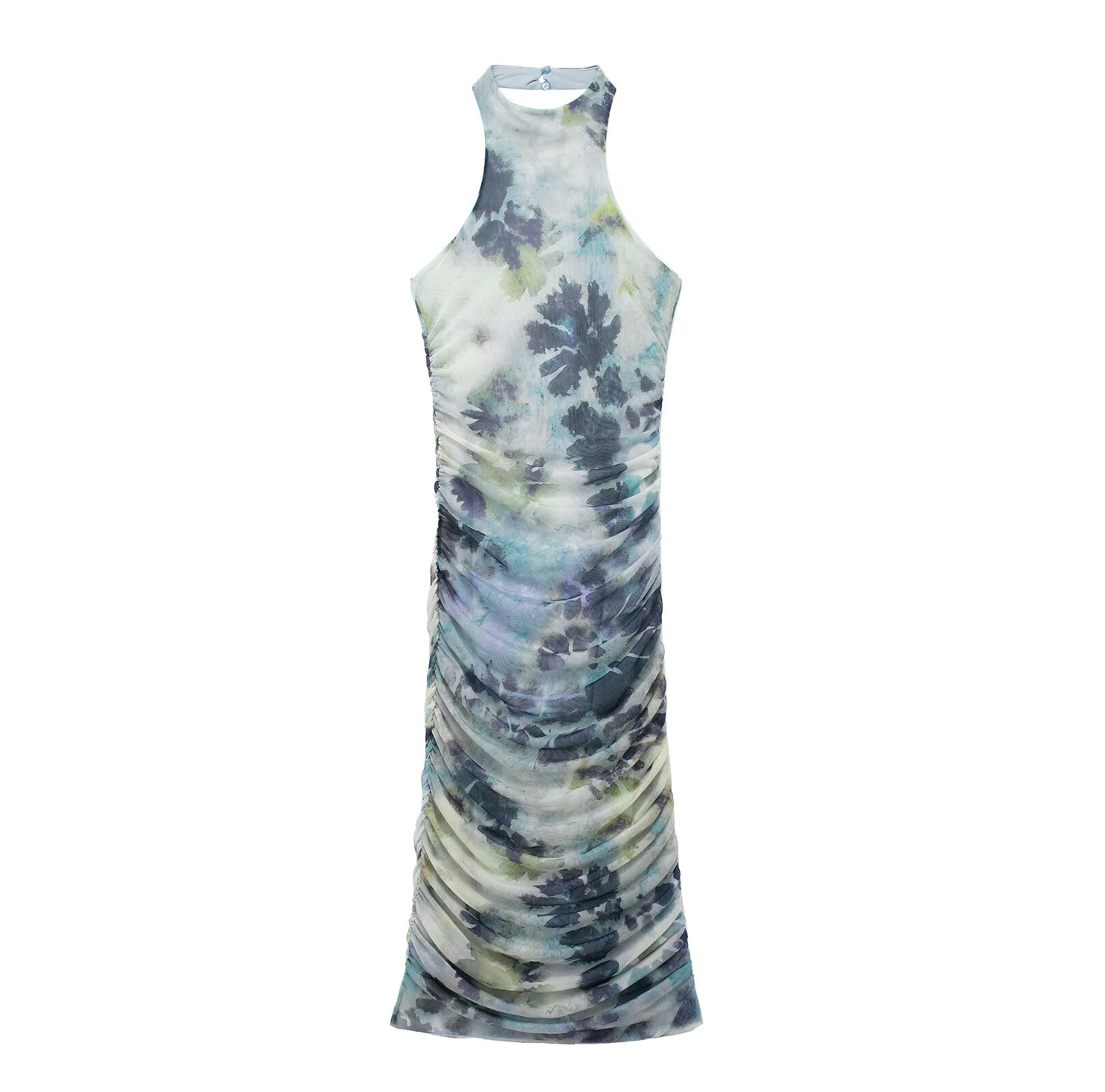 Spring Summer Women Clothing Ink Printing Deep V Plunge Large Backless Dress by Ragazza