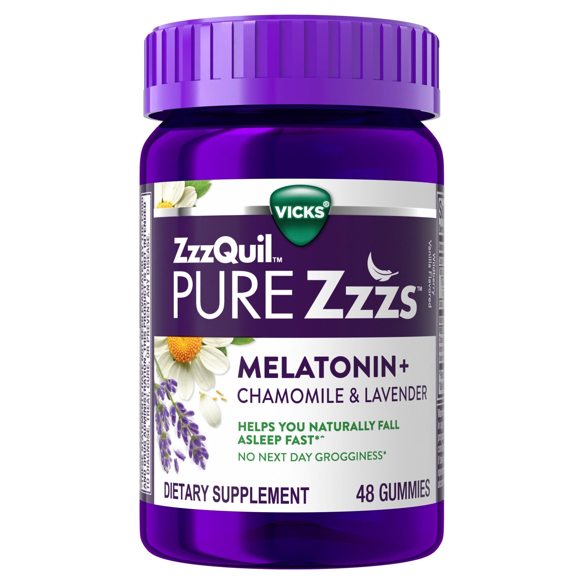 Vicks Zzzquil Pure Zzzs Melatonin Gummies, Sleep Aid, With Chamomile & Lavender, Aids For Adults, Wildberry Vanilla Flavored, 48 by Pasteur Pharmacy