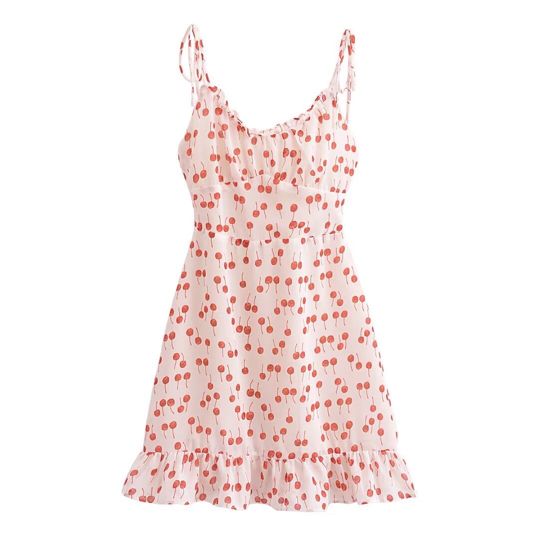 French Sweet Floral Printed Waist Controlled Suspender Dress Slim Fit Slimming Flounce Anti Aging Elegant Dress DestGlow
