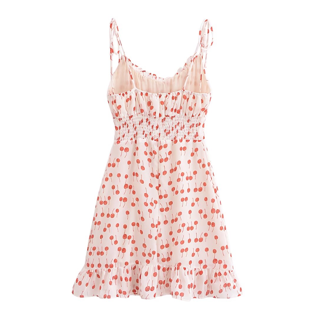 French Sweet Floral Printed Waist Controlled Suspender Dress Slim Fit Slimming Flounce Anti Aging Elegant Dress DestGlow