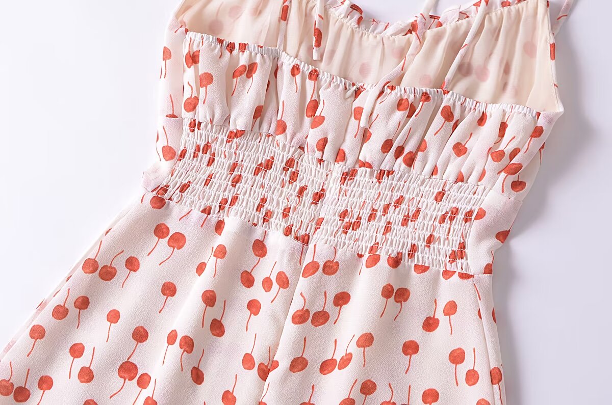 French Sweet Floral Printed Waist Controlled Suspender Dress Slim Fit Slimming Flounce Anti Aging Elegant Dress DestGlow