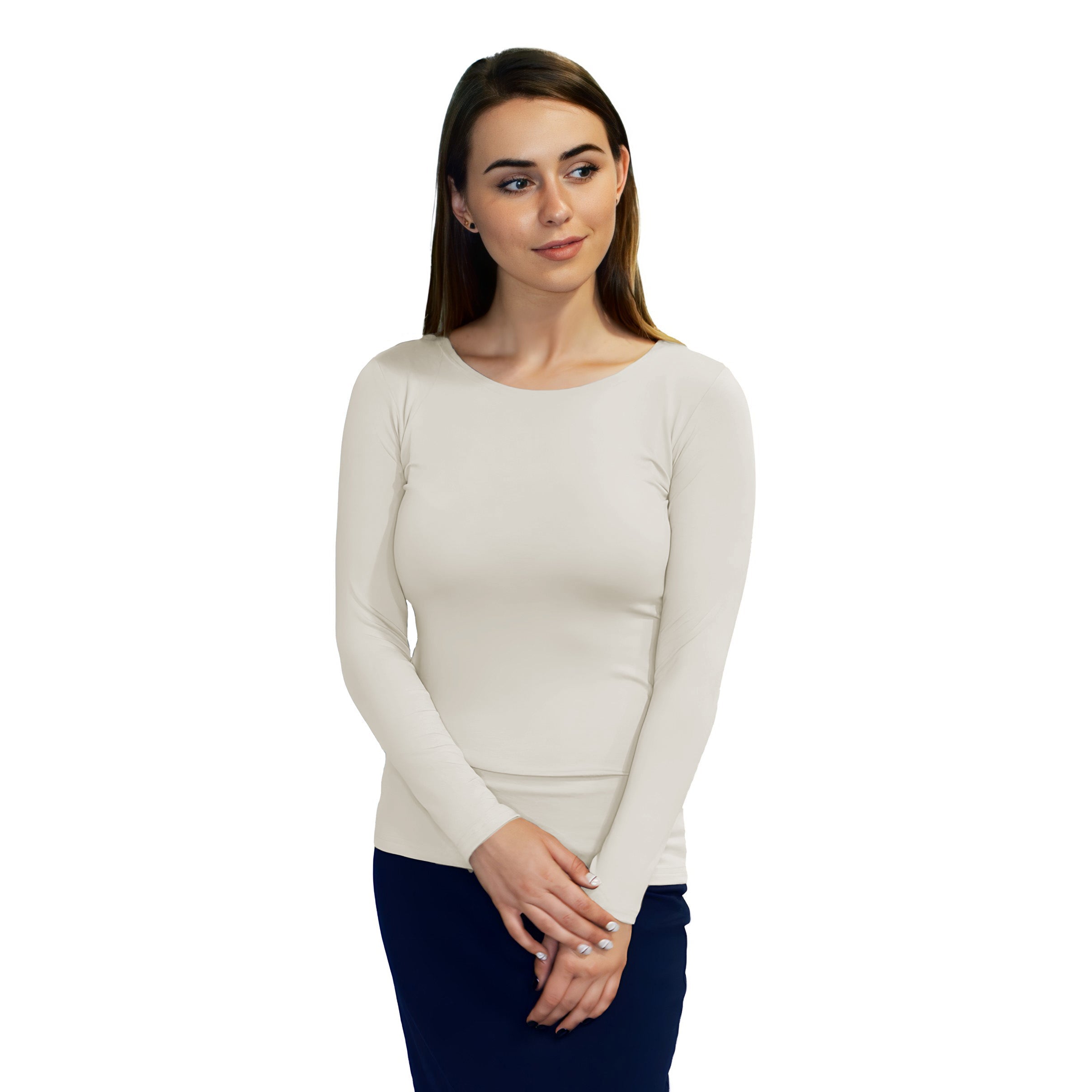 Essential Round-Neck Layering Top - Long Sleeve by Kosher Casual USA