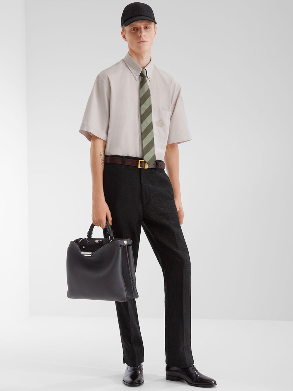 Fendi Men Linen Ff Jacquard Trousers DestGlow