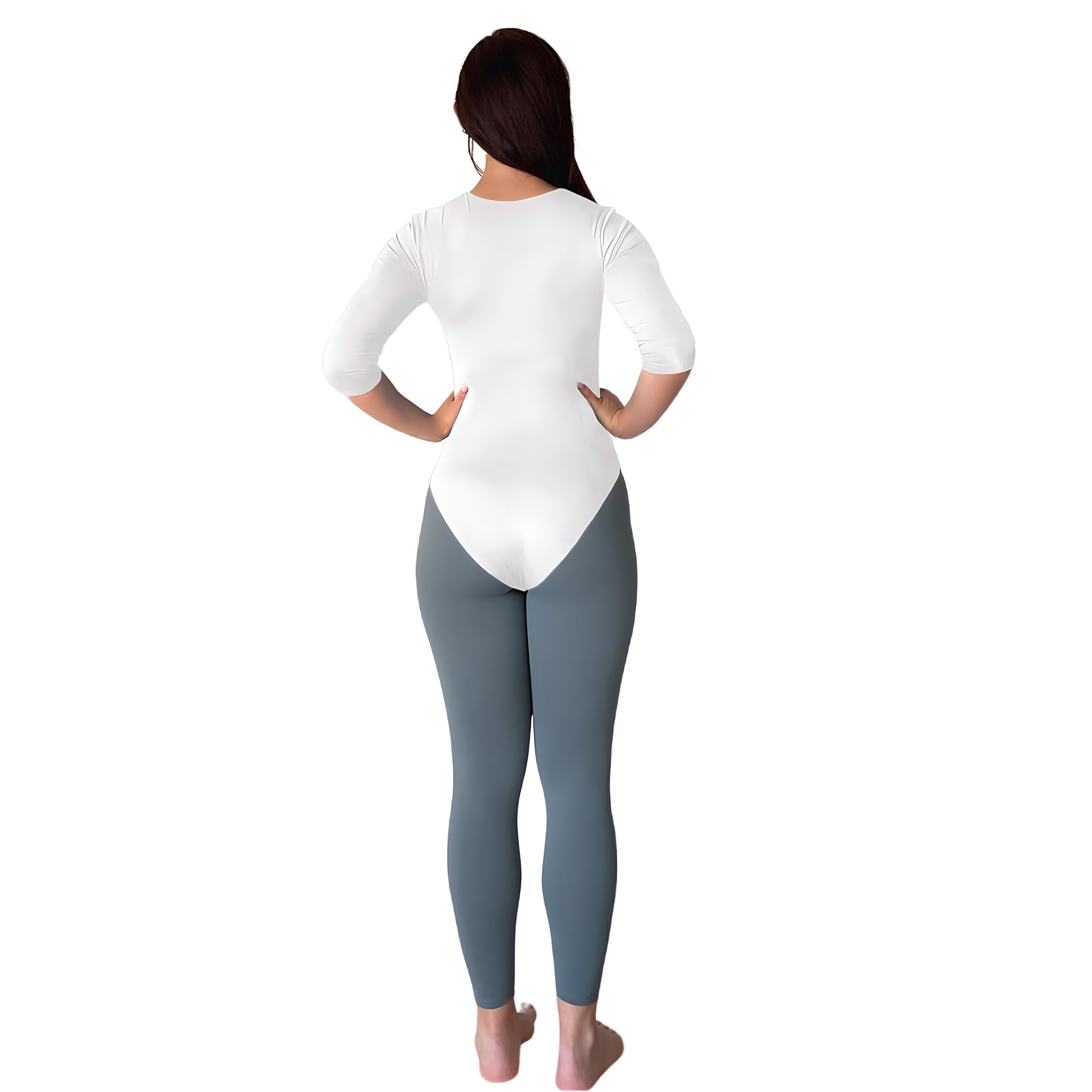Modest 3/4 Sleeve High Neckline Bodysuit Shell - Snap Closure Layering Top by Kosher Casual USA