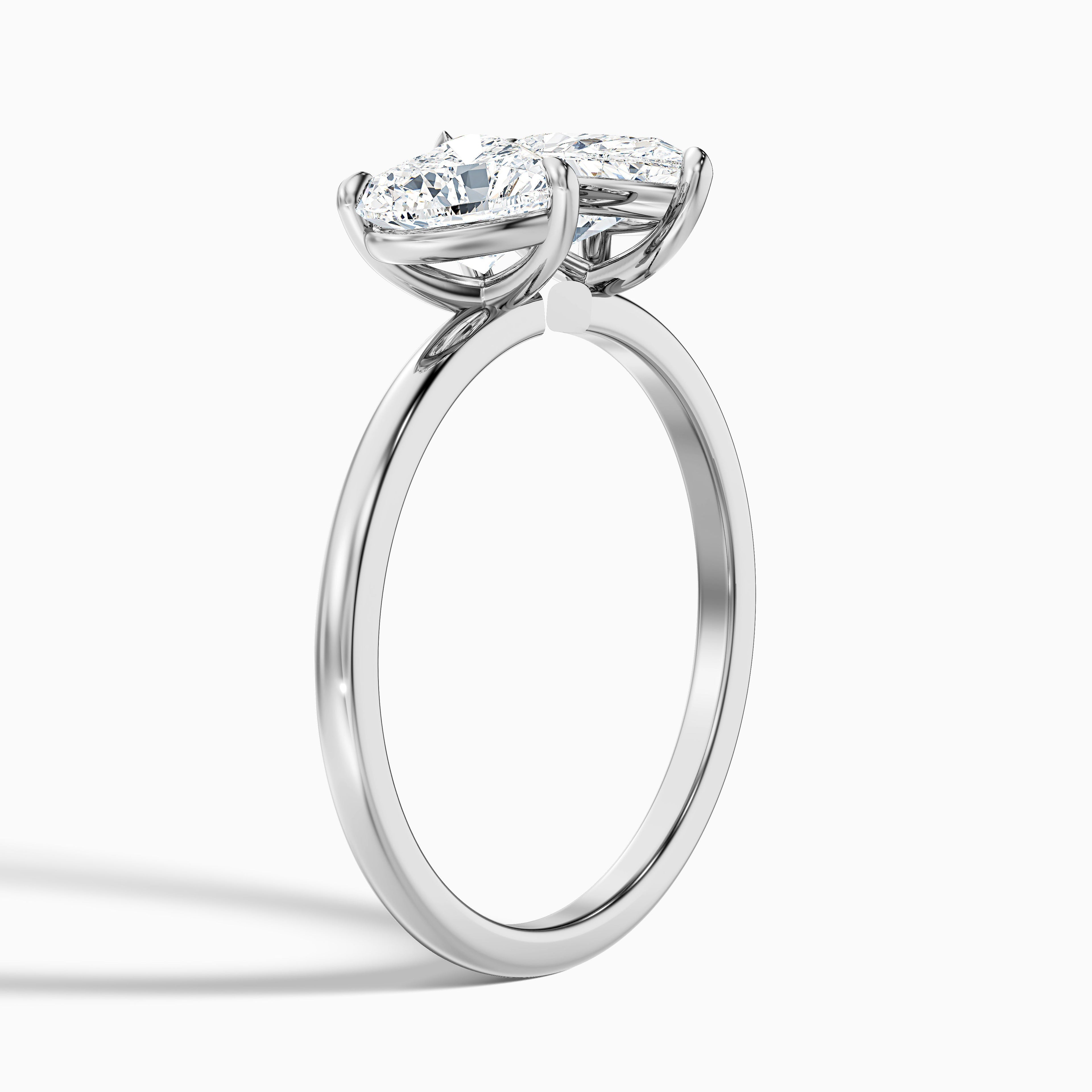 Kira Toi Et Moi Engagement Ring in 10k White Gold With Heart and Pear Two Stone Moissanite Diamond (4.5 Ct. Tw.)