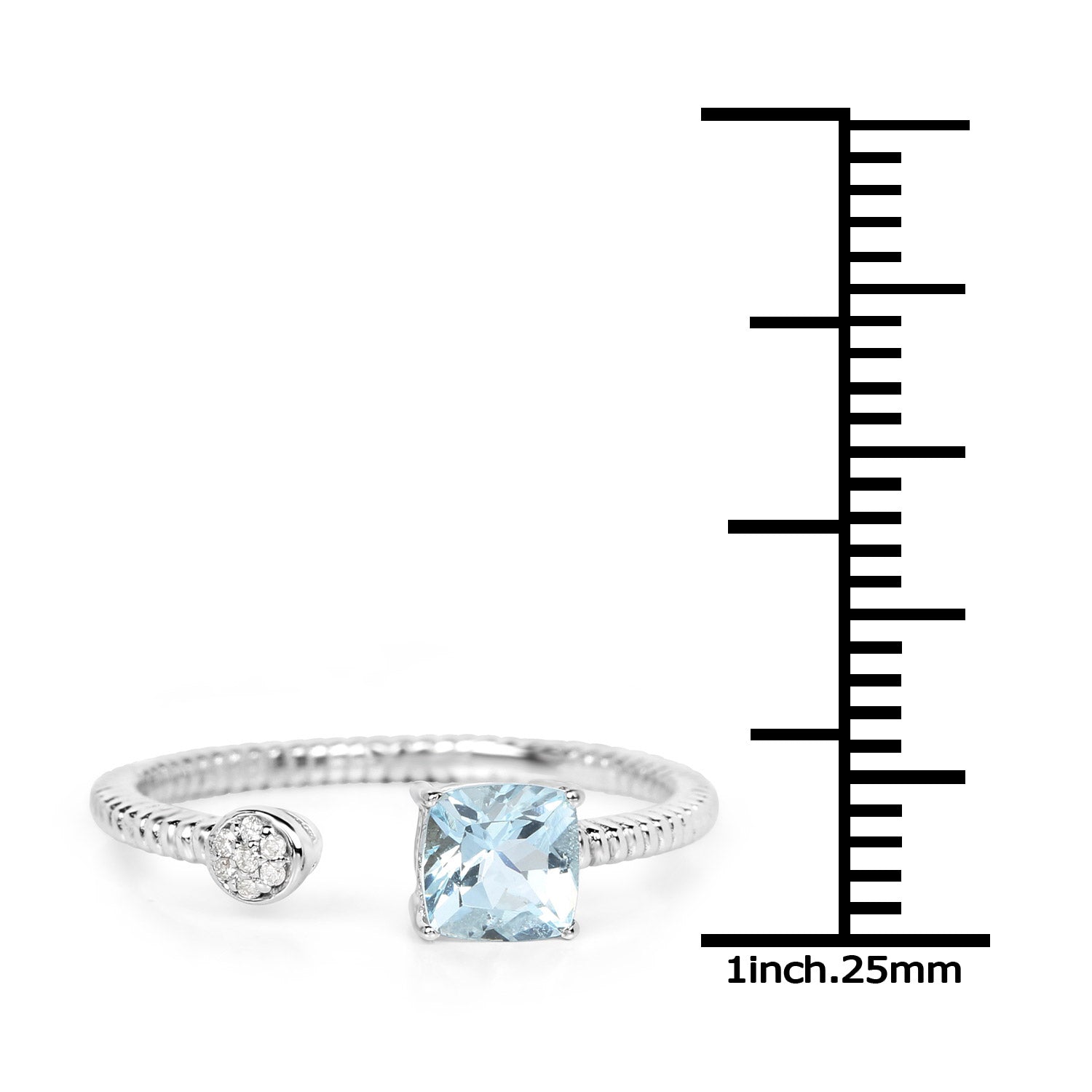 0.52 Carat Genuine Aquamarine and White Diamond 14K White Gold Ring by Bids.com