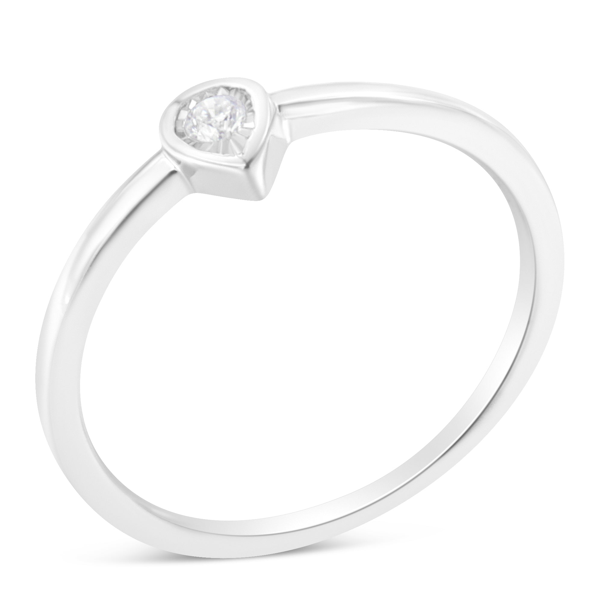 .925 Sterling Silver 1/20 Carat Diamond Teardrop Pear-Shaped Miracle Set Petite Fashion Promise Ring (J-K Color, I1-I2 Clarity) - Size 6 by Bids.com