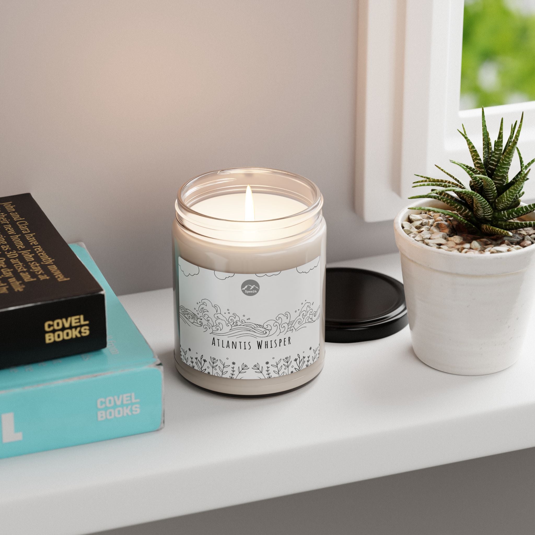 Atlantis Whisper Scented Soy Candle, Relaxing Home Decor, Gift for Her, Aromatherapy Candle, Eco-Friendly Candle -- 9oz by Spee24, LLC