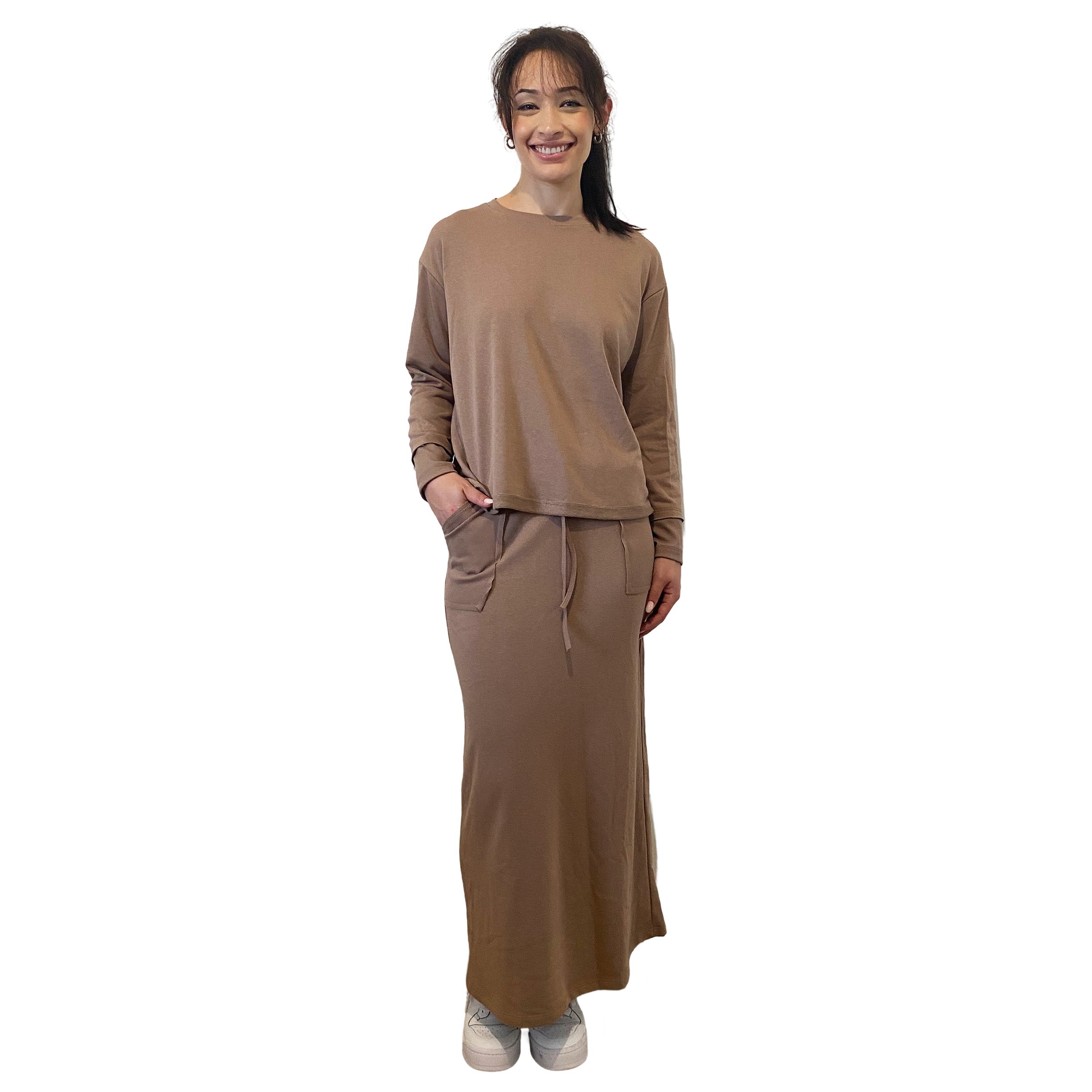 French Terry Cotton Blend Crew Neck Sweatshirt with Long Sleeves by Kosher Casual USA