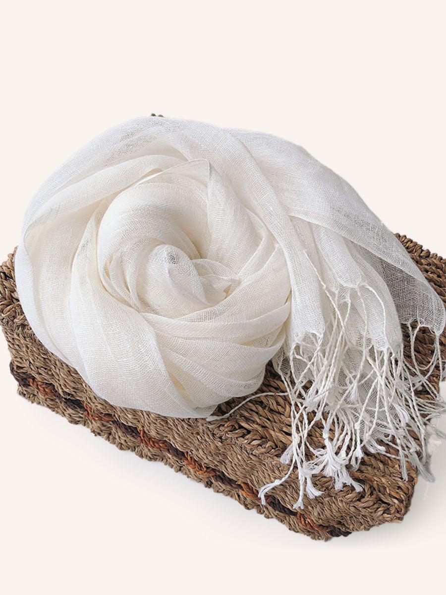 100% Linen Lightweight Solid Color Scarf BIANCA DestGlow
