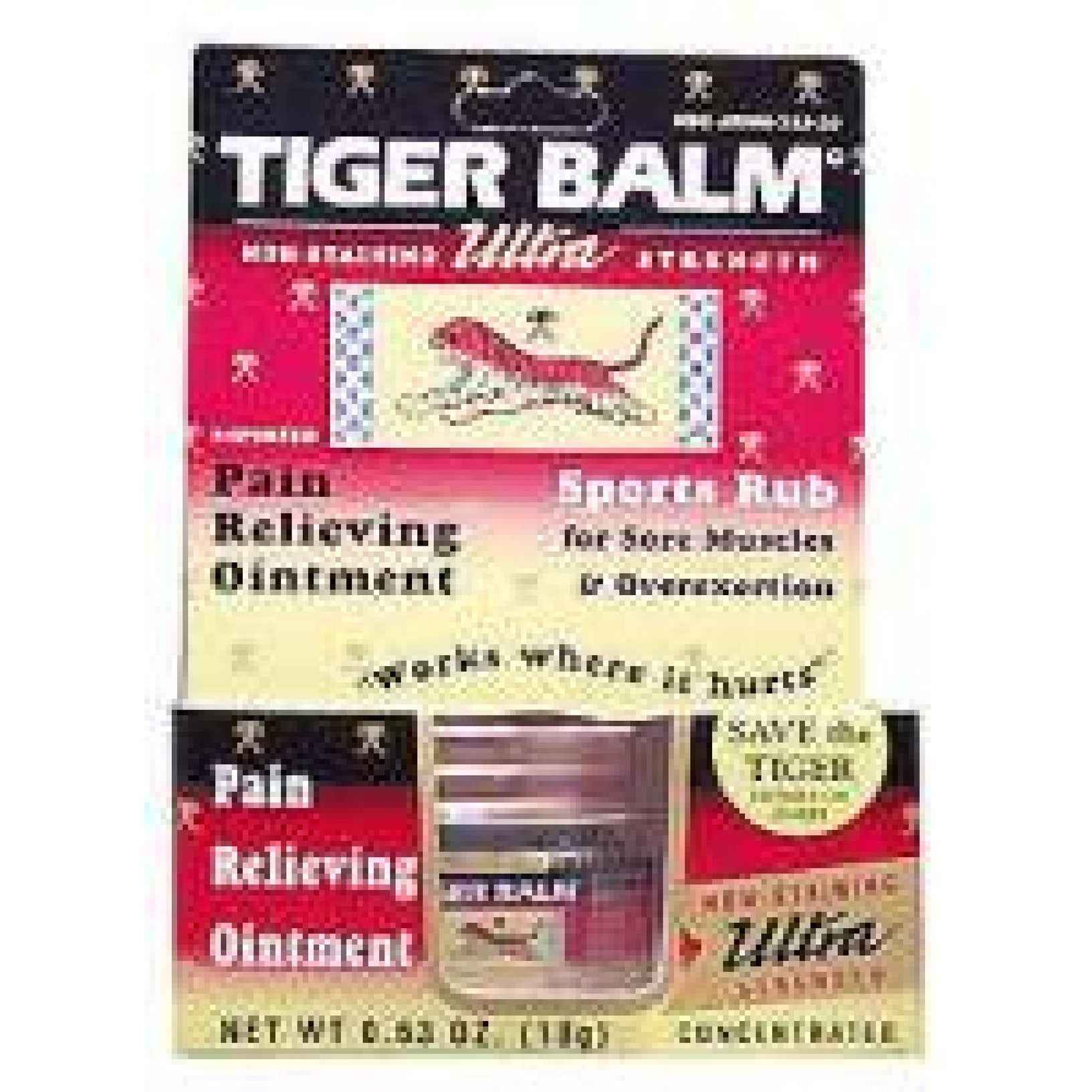 Tiger Balm Ultra Strength Pain Relieving Ointment Sports Rub
