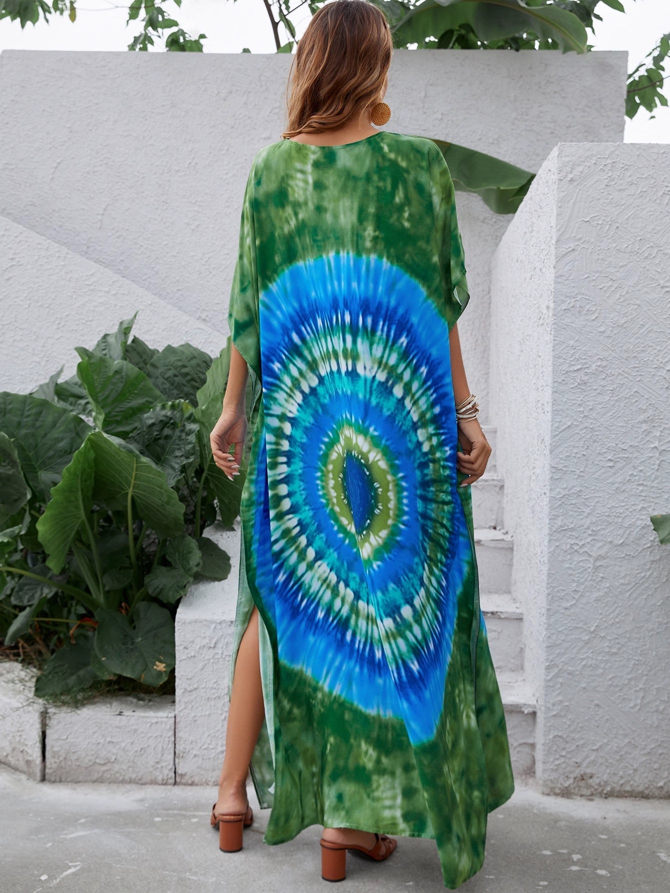 Women Summer Printed V Neck Elegant A Line Dress by Ragazza