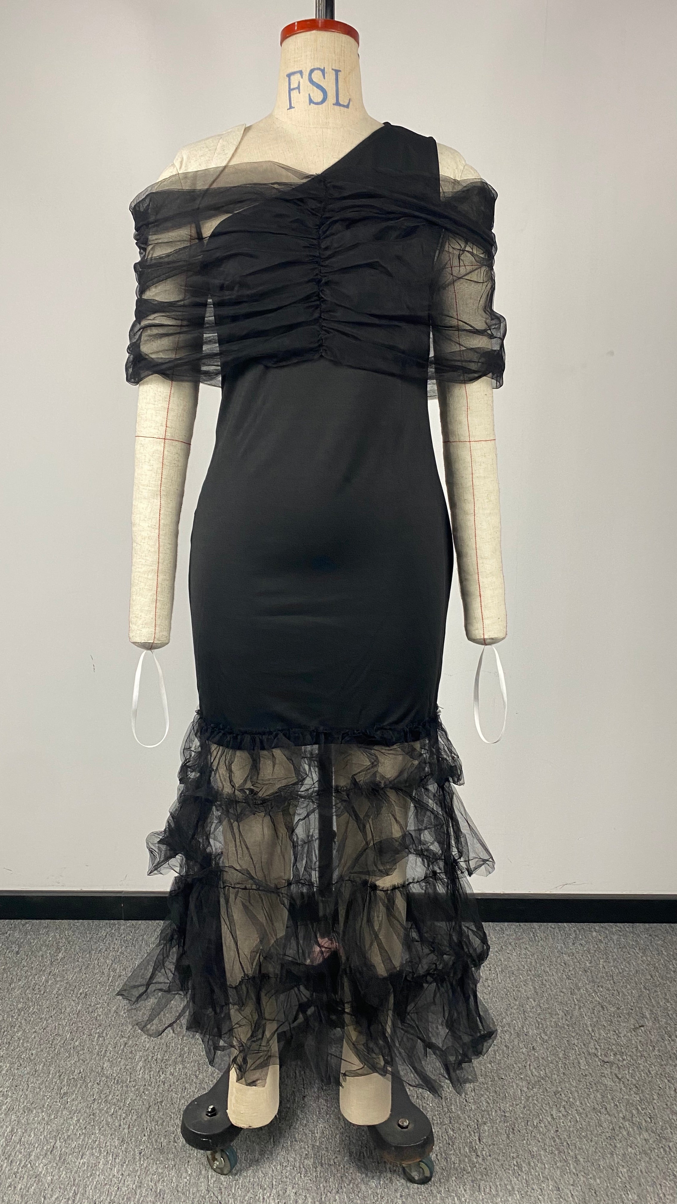 Women Clothing Trailing Sexy Dress Mesh Stitching Tube Top Evening Dress by Ragazza