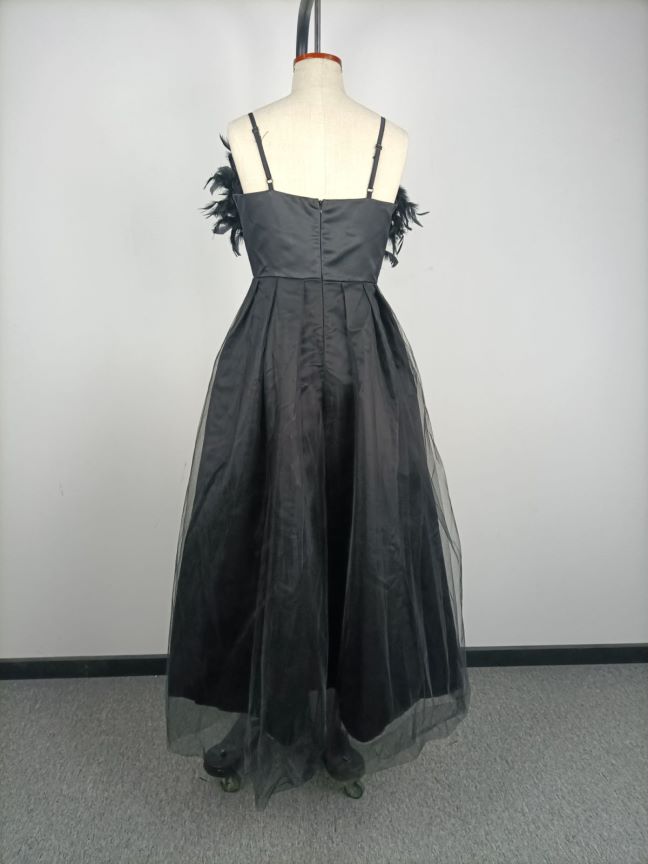 Spring Summer Women Clothing Feather Straps Tulle Elegant Evening Dress by Ragazza