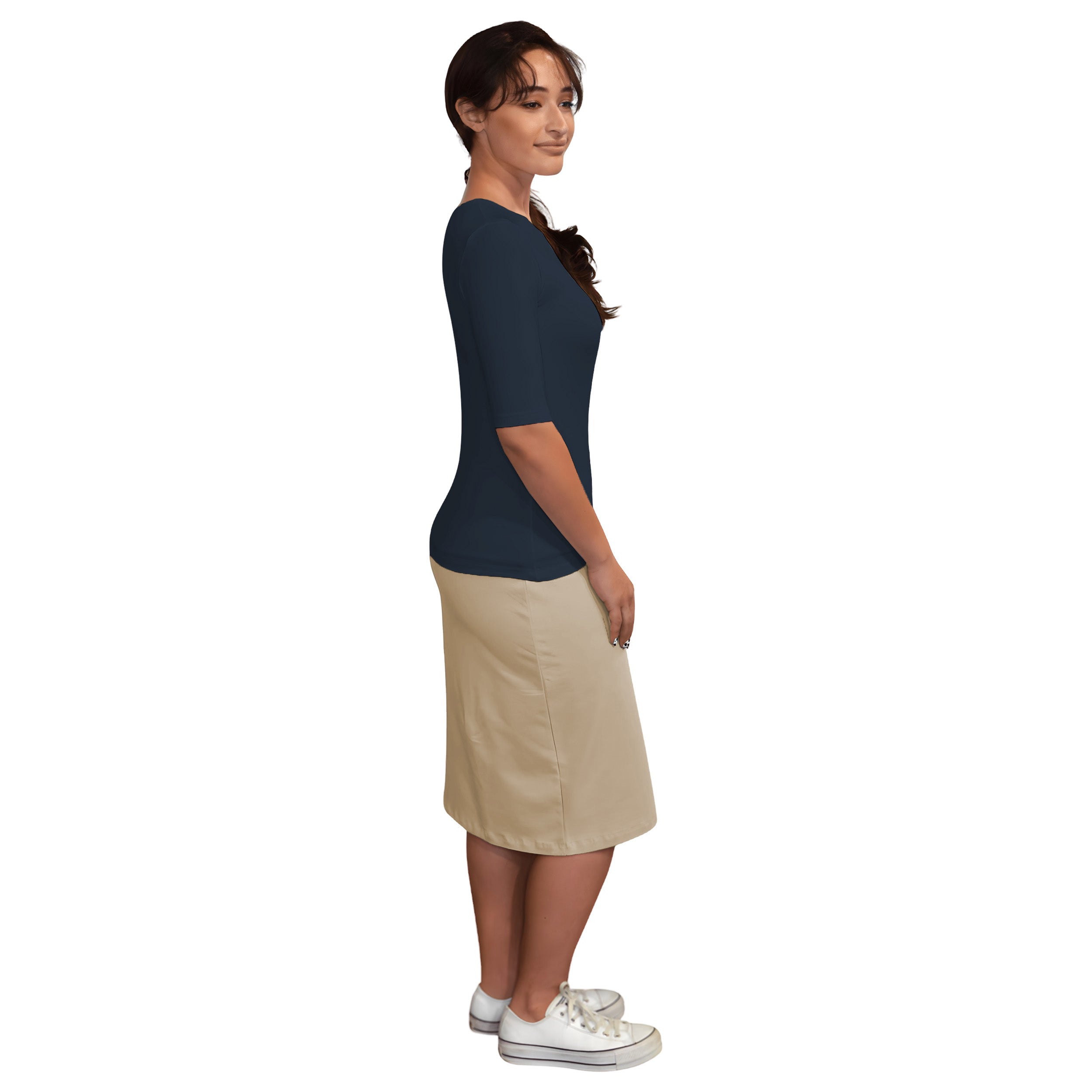 Fitted Layering Shell - Modest Round Neck with Elbow Sleeves DestGlow