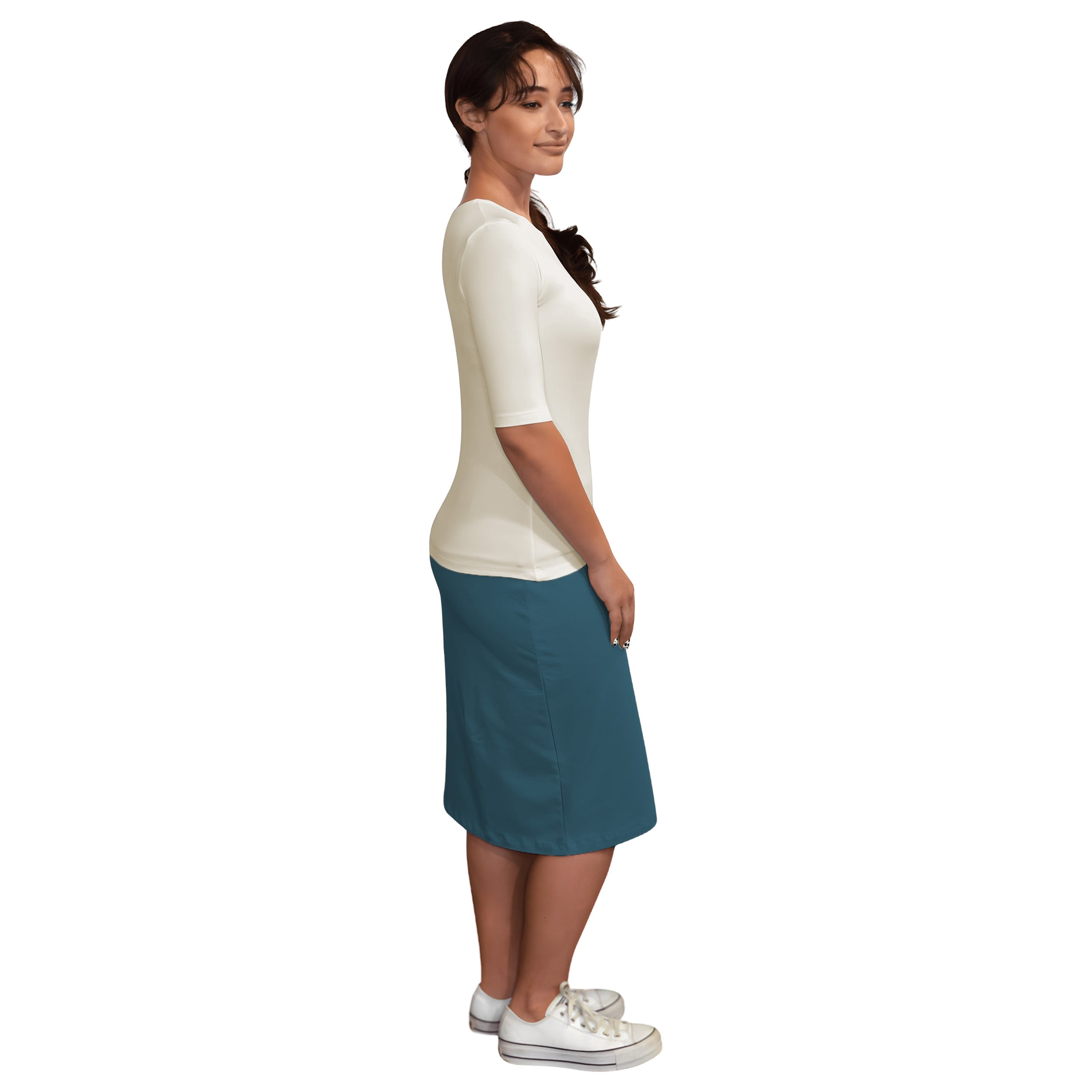 Fitted Layering Shell - Modest Round Neck with Elbow Sleeves DestGlow