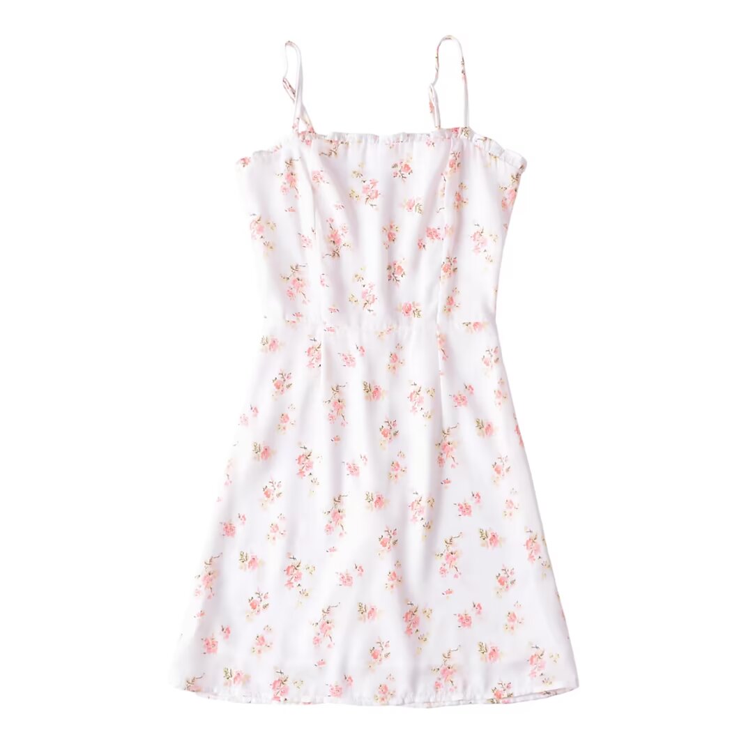Pastoral Floral Slip Dress Dress Women Wooden Ear Slim Fit Slimming A line Mini Dress by Ragazza