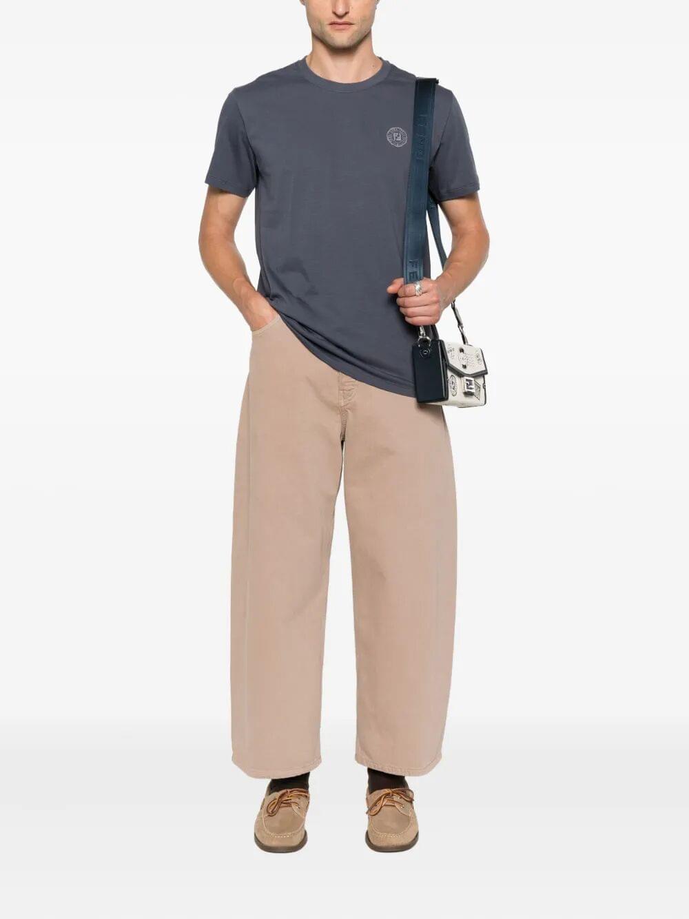 Fendi Men Ff Postcards Logo Print Cotton T-Shirt