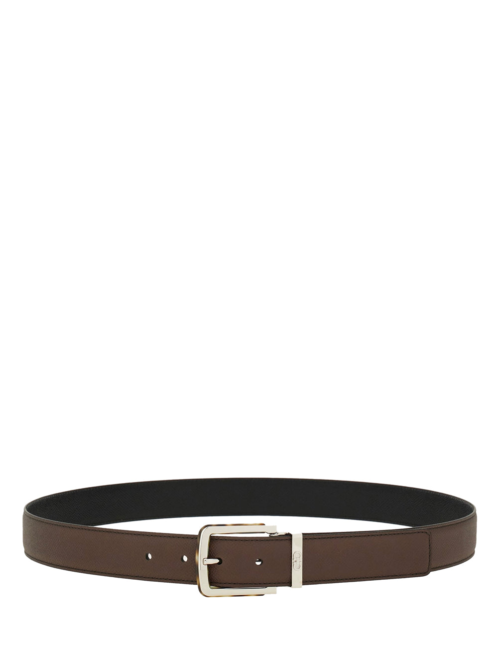 Ferragamo Men Two-Tone Reversible Belt With Tortoiseshell Resin Edge Buckle