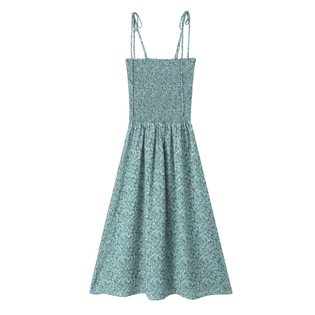 Summer Pastoral Fresh Slim Fit Tied Printing Slip Dress Women by Ragazza