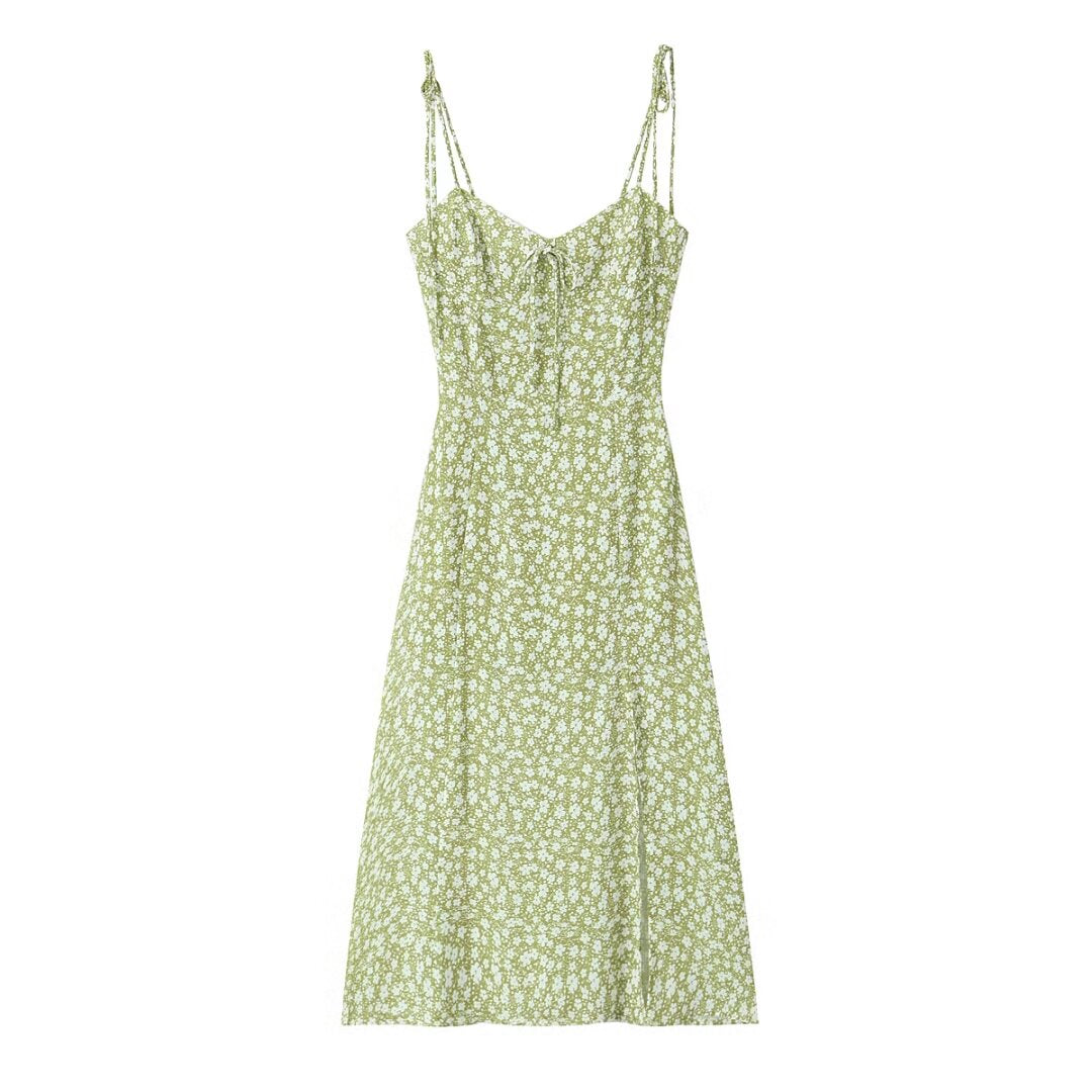 Women Clothing French Blended Floral Printing Midi Dress by Ragazza