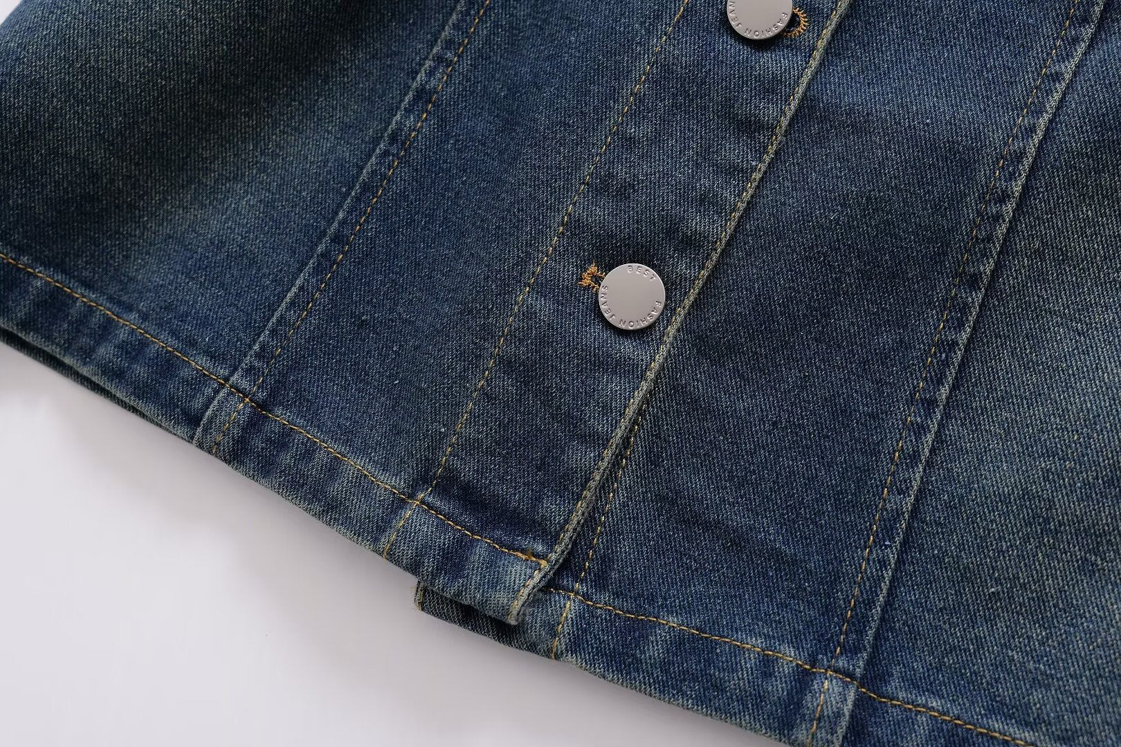 Women Clothing Polo Collar Sleeveless Shirt Loose Casual Denim Dress by Ragazza