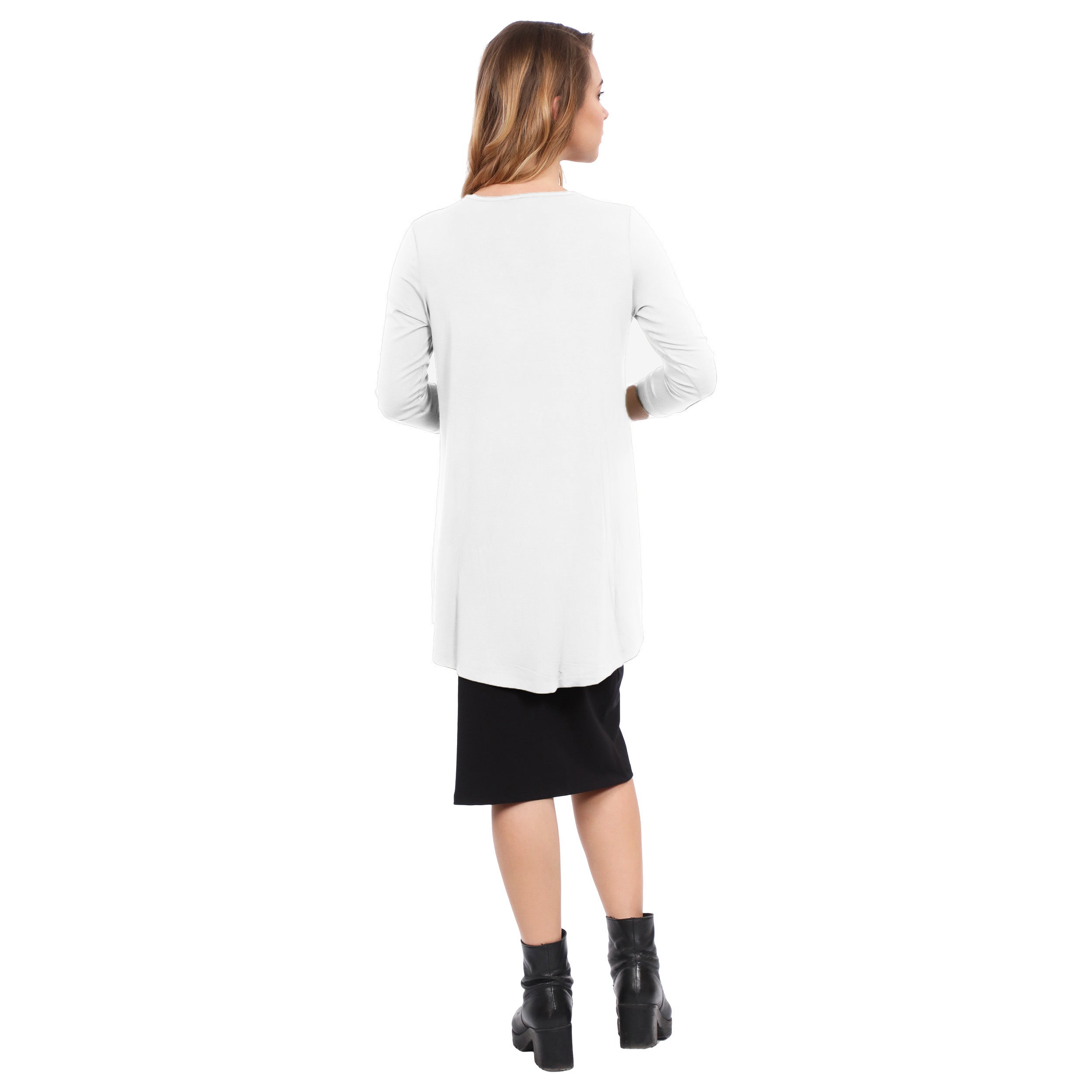 Hi-Lo Flowing 3/4 Sleeve Modest Tunic Top by Kosher Casual USA