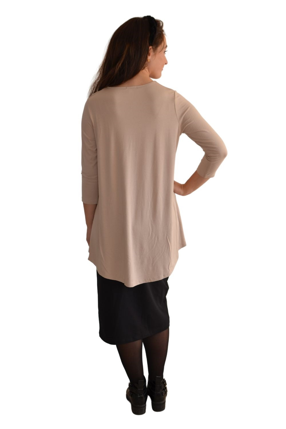 Hi-Lo Flowing 3/4 Sleeve Modest Tunic Top by Kosher Casual USA