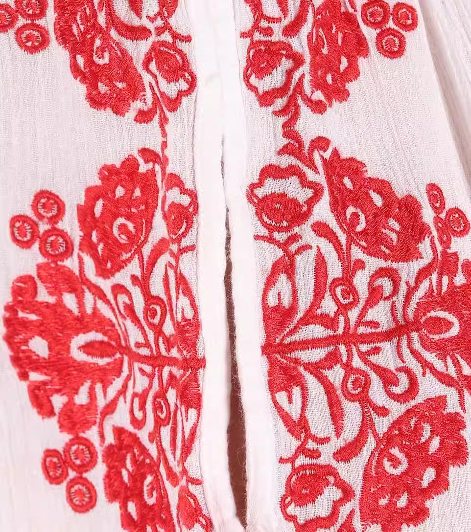 Women Spring Embroidered Printed Button Maxi Dress by Ragazza