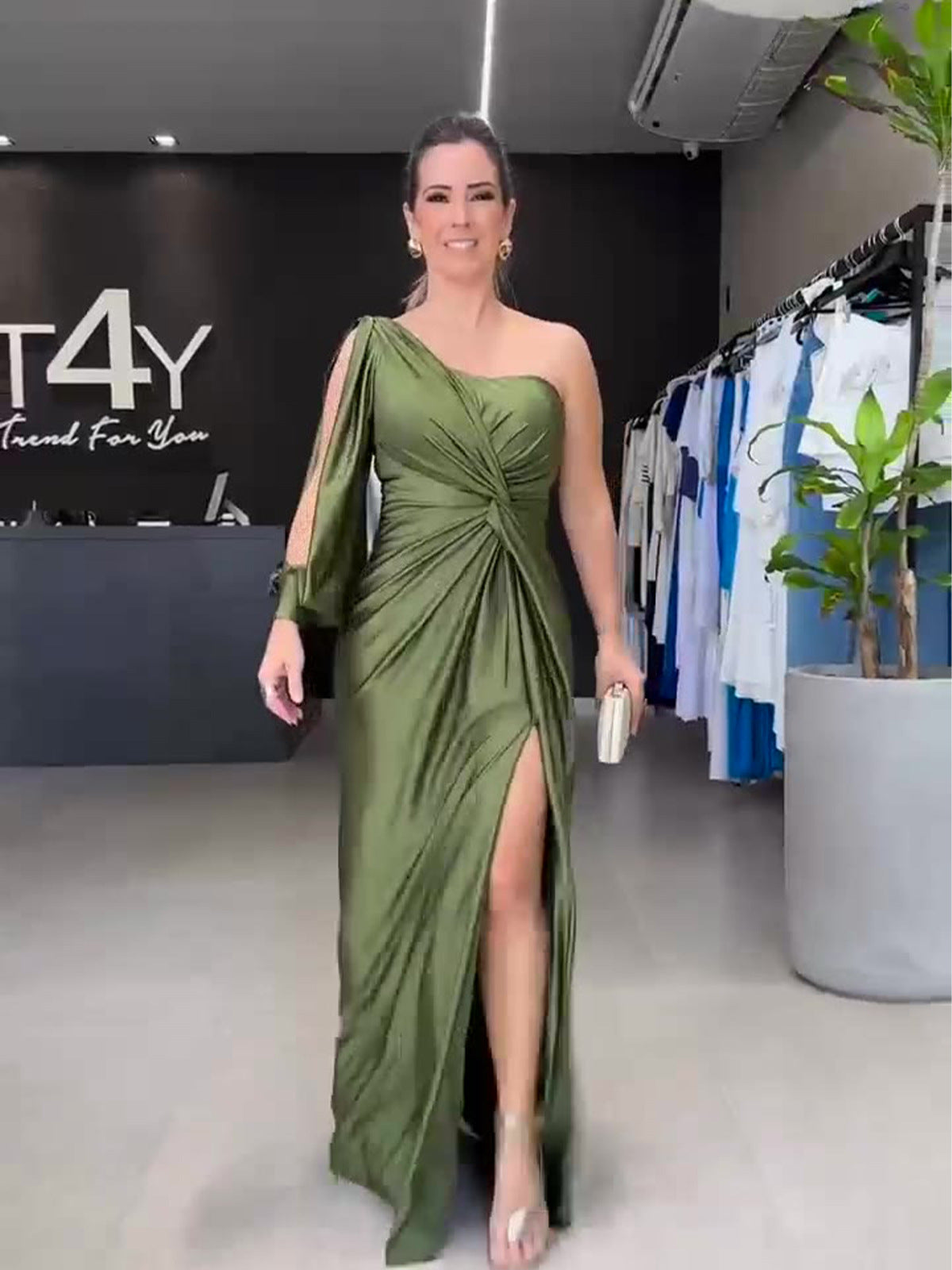 Spring Evening Dress Socialite Cinched Waist Slim Fit Maxi Dress Women by Ragazza