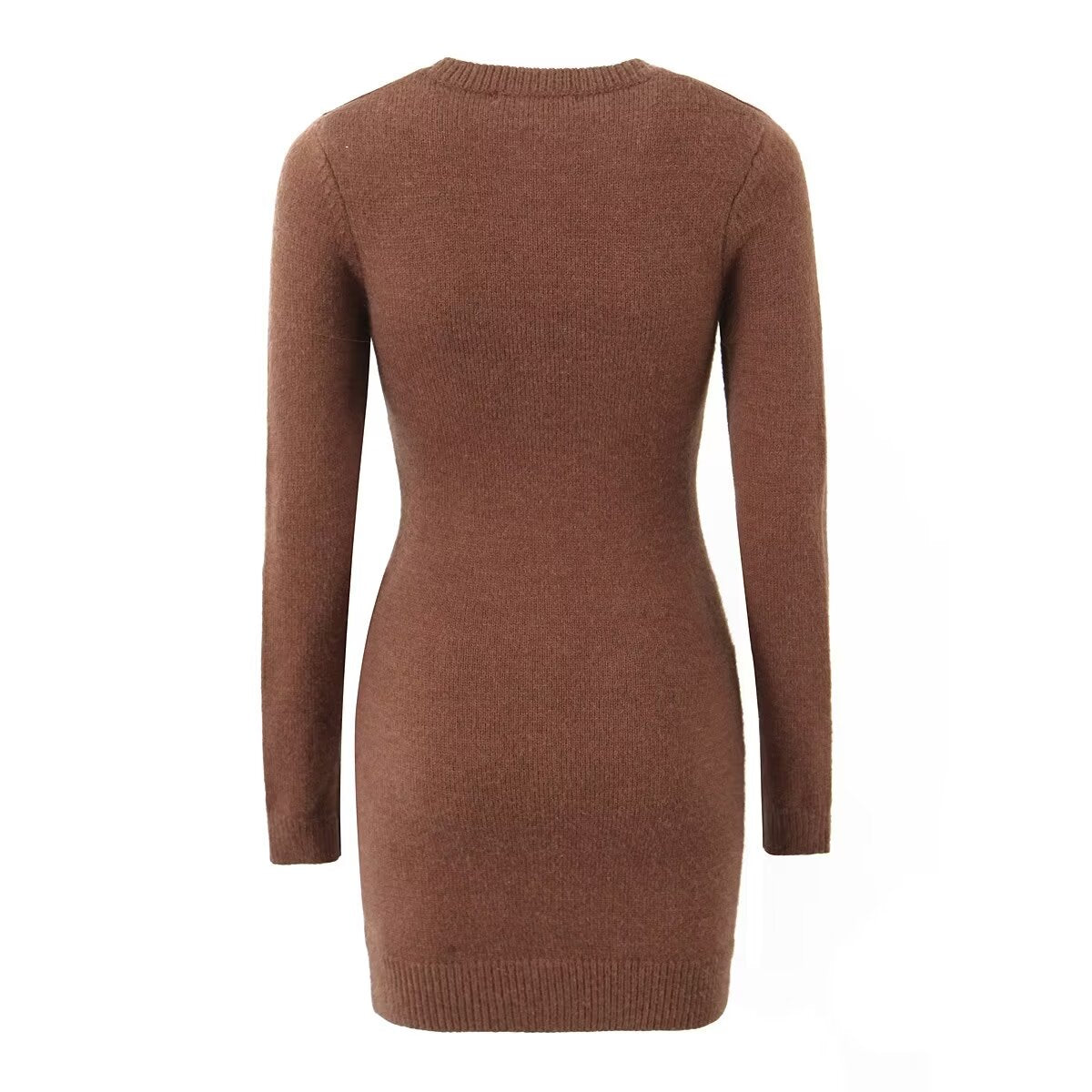 Knitted Long Sleeve Button Slim Fit Dress Sexy Slimming Hip Autumn Winter Black Knitted Women Clothing Dress by Ragazza