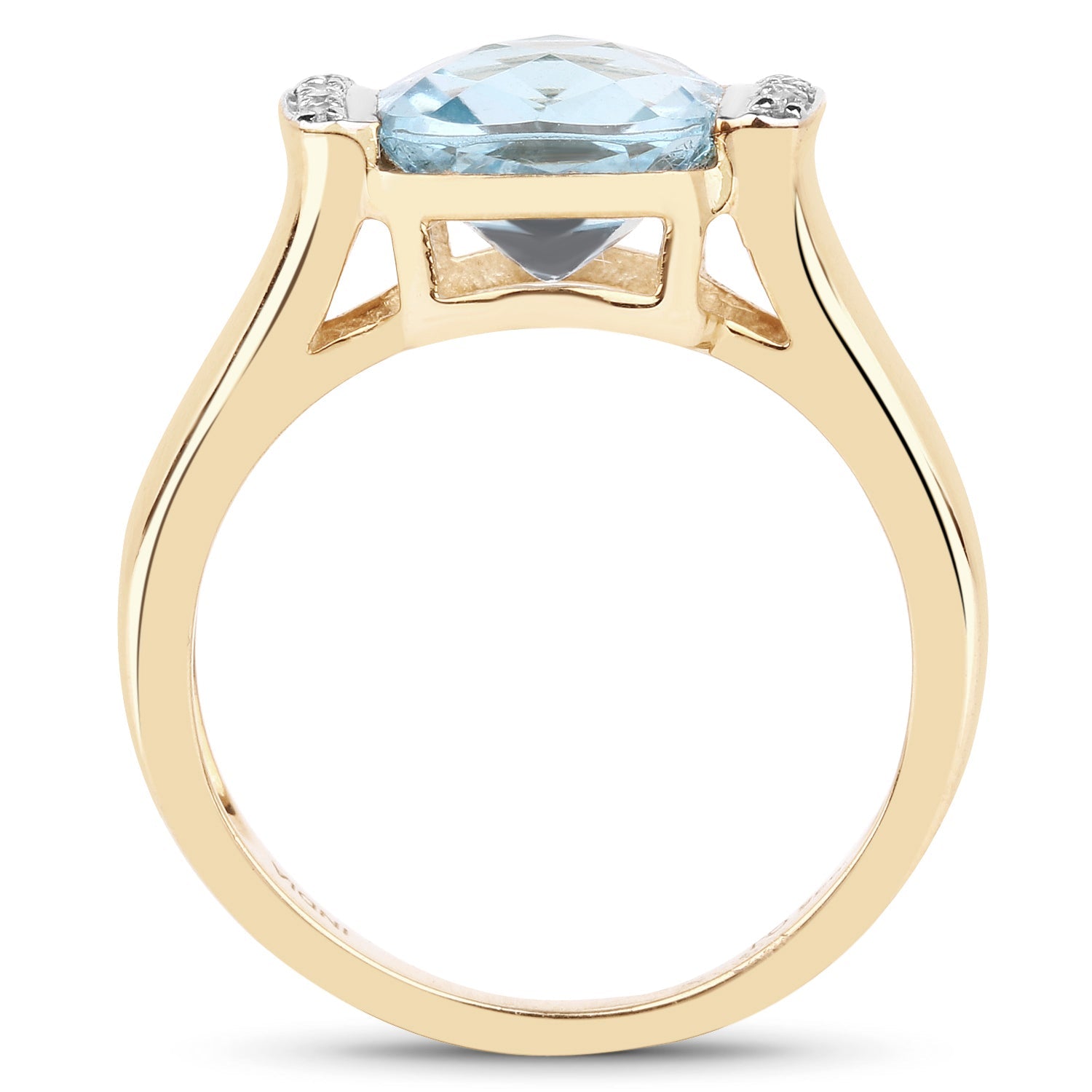14K Yellow Gold Plated 3.62 Carat Genuine Blue Topaz & White Topaz .925 Sterling Silver Ring DestGlow
