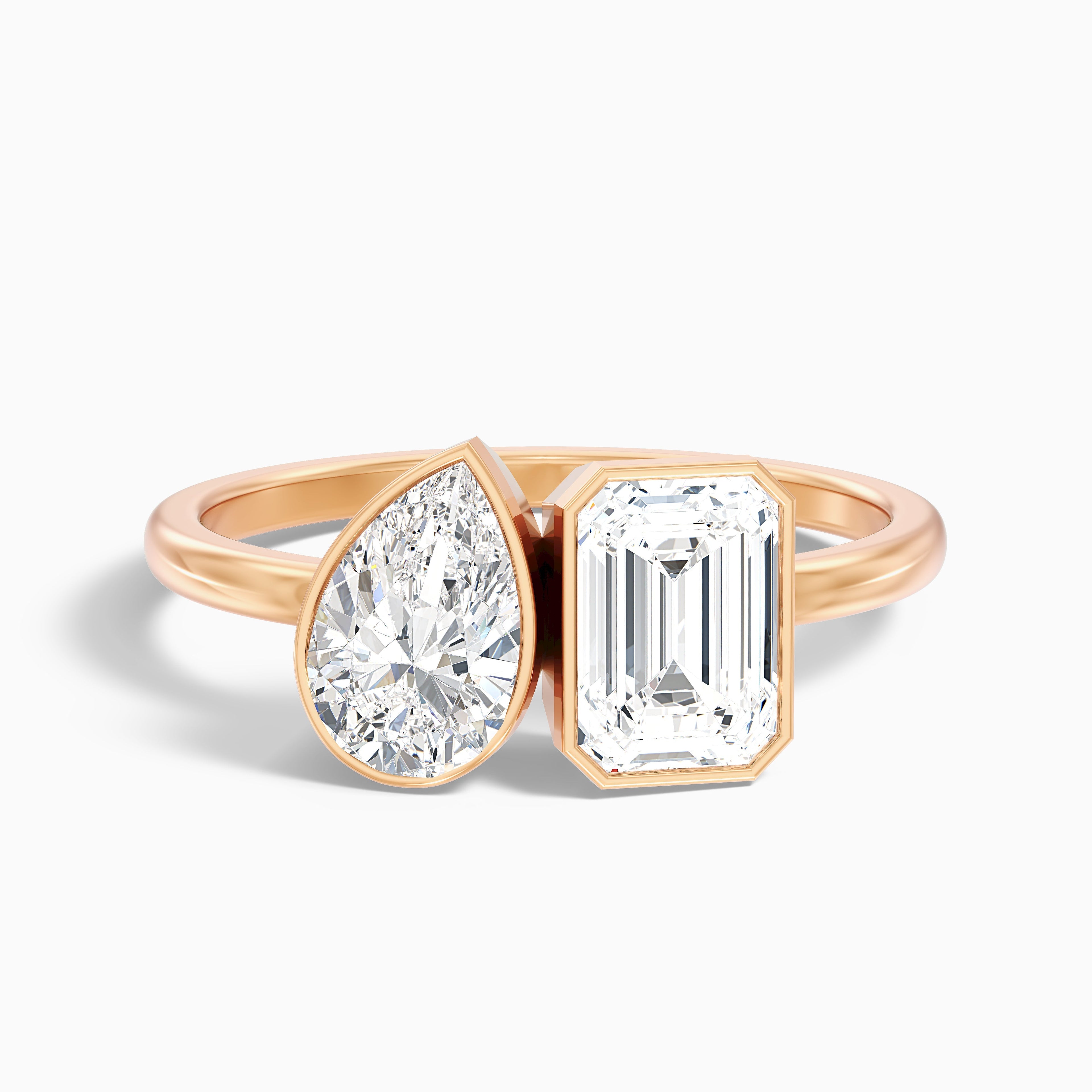 Cara Toi Et Moi Diamond Ring in Platinum With Pear and Emerald Two Stone Lab Grown Diamond (2 Ct. Tw.)