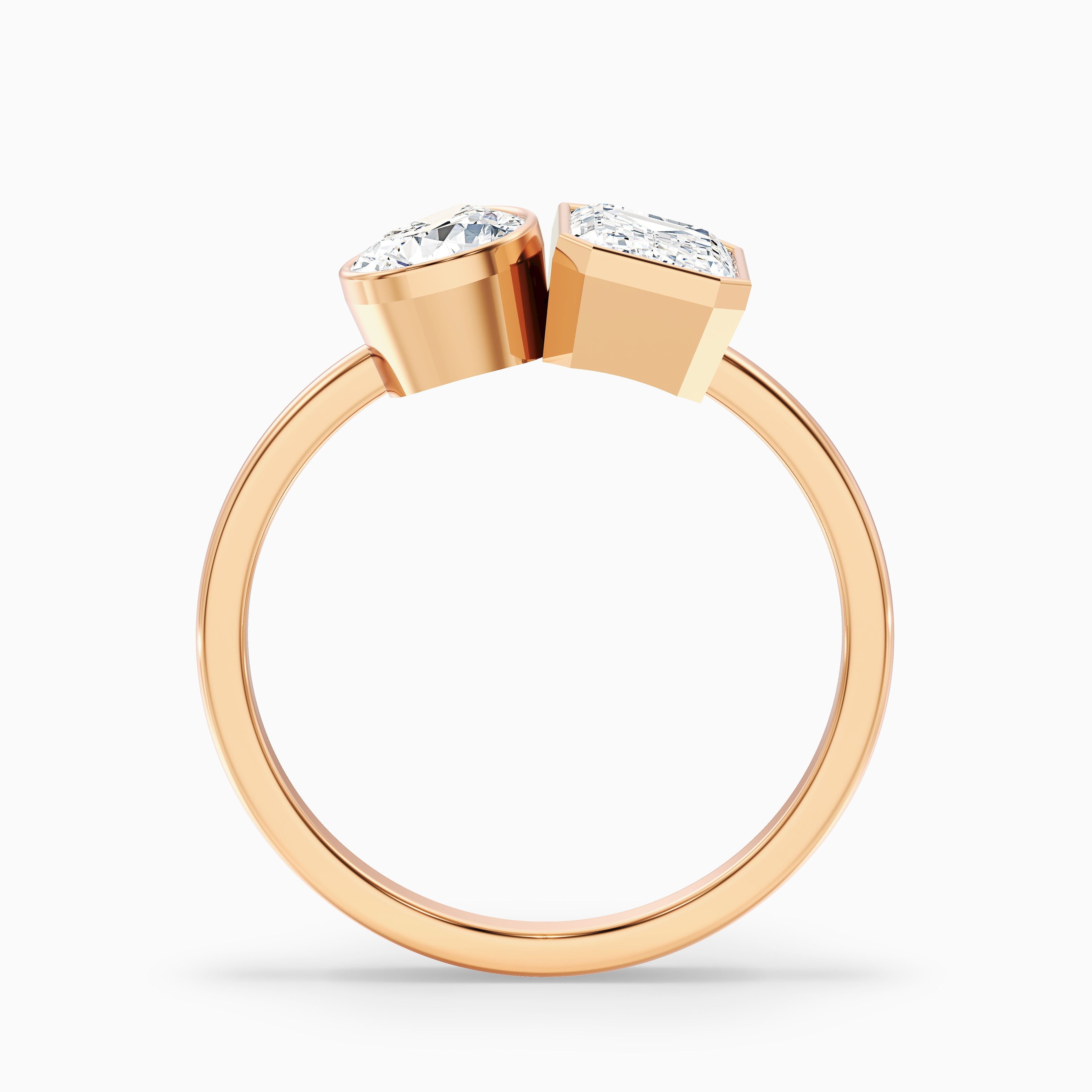 Tessa Toi Et Moi Engagement Ring in 18k Yellow Gold With Pear and Emerald Two Stone Moissanite Diamond (1.5 Ct. Tw.)